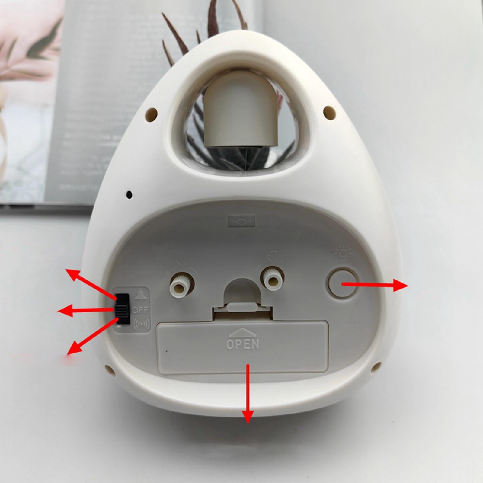 Creative Table Clock Egg Shaped with Nightlight Wake up for Home Decor White