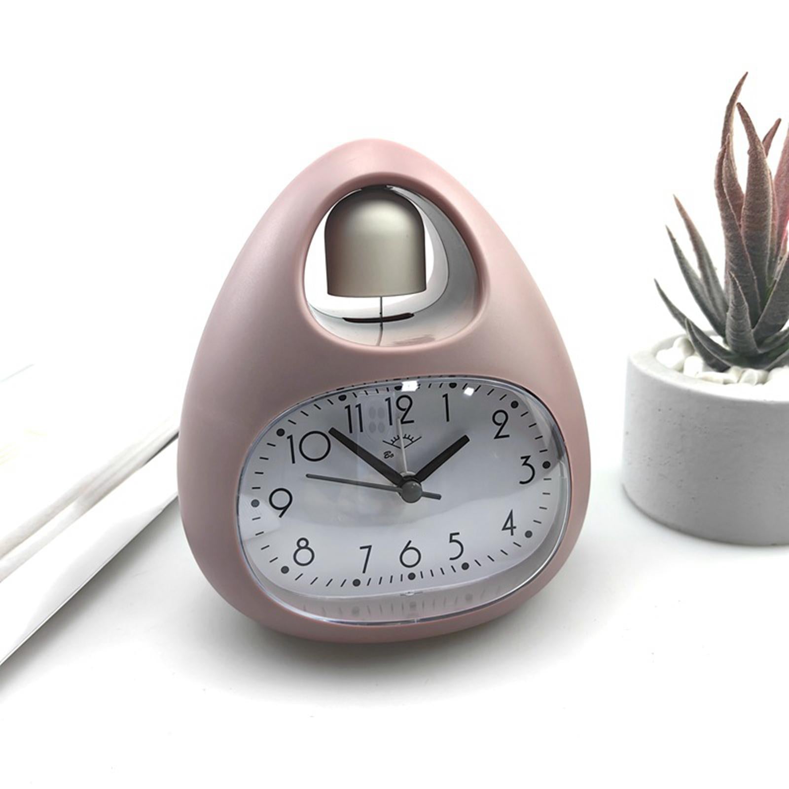 Creative Table Clock Egg Shaped with Nightlight Wake up for Home Decor PInk