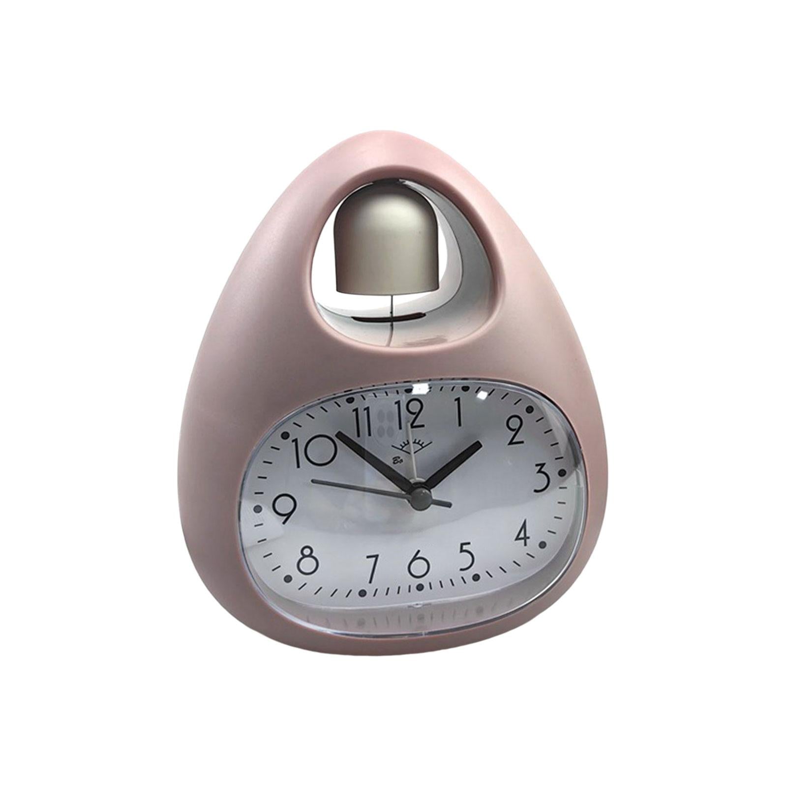 Creative Table Clock Egg Shaped with Nightlight Wake up for Home Decor PInk