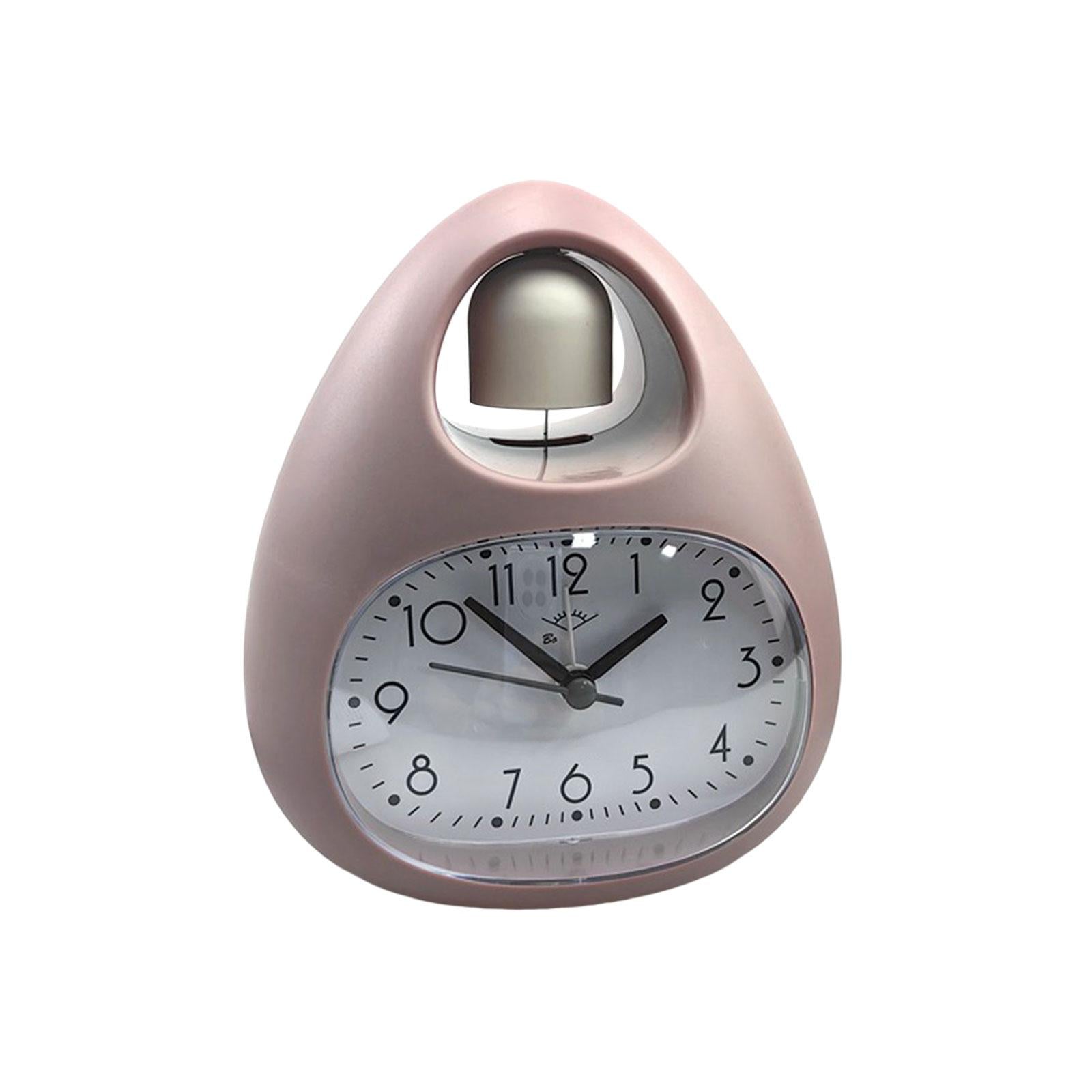 Creative Table Clock Egg Shaped with Nightlight Wake up for Home Decor PInk