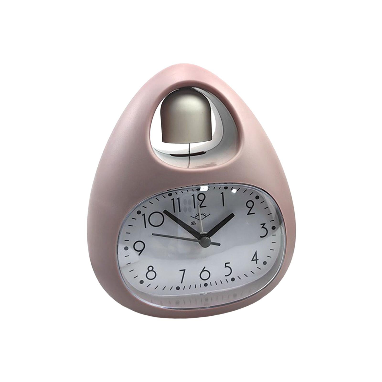 Creative Table Clock Egg Shaped with Nightlight Wake up for Home Decor PInk
