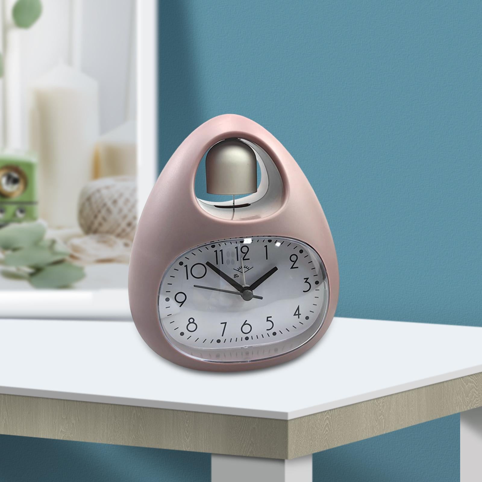 Creative Table Clock Egg Shaped with Nightlight Wake up for Home Decor PInk