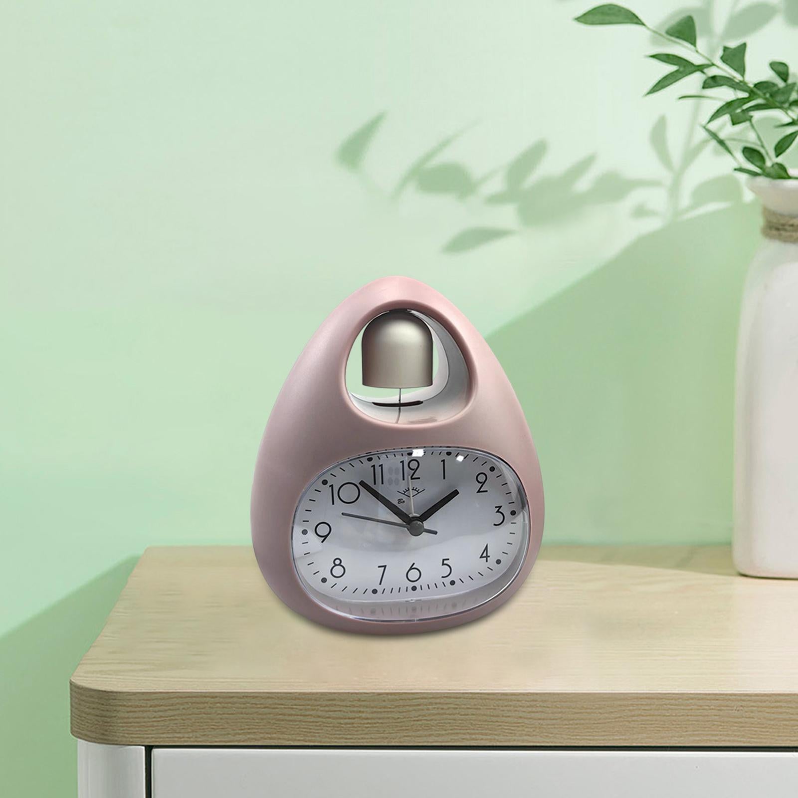 Creative Table Clock Egg Shaped with Nightlight Wake up for Home Decor PInk