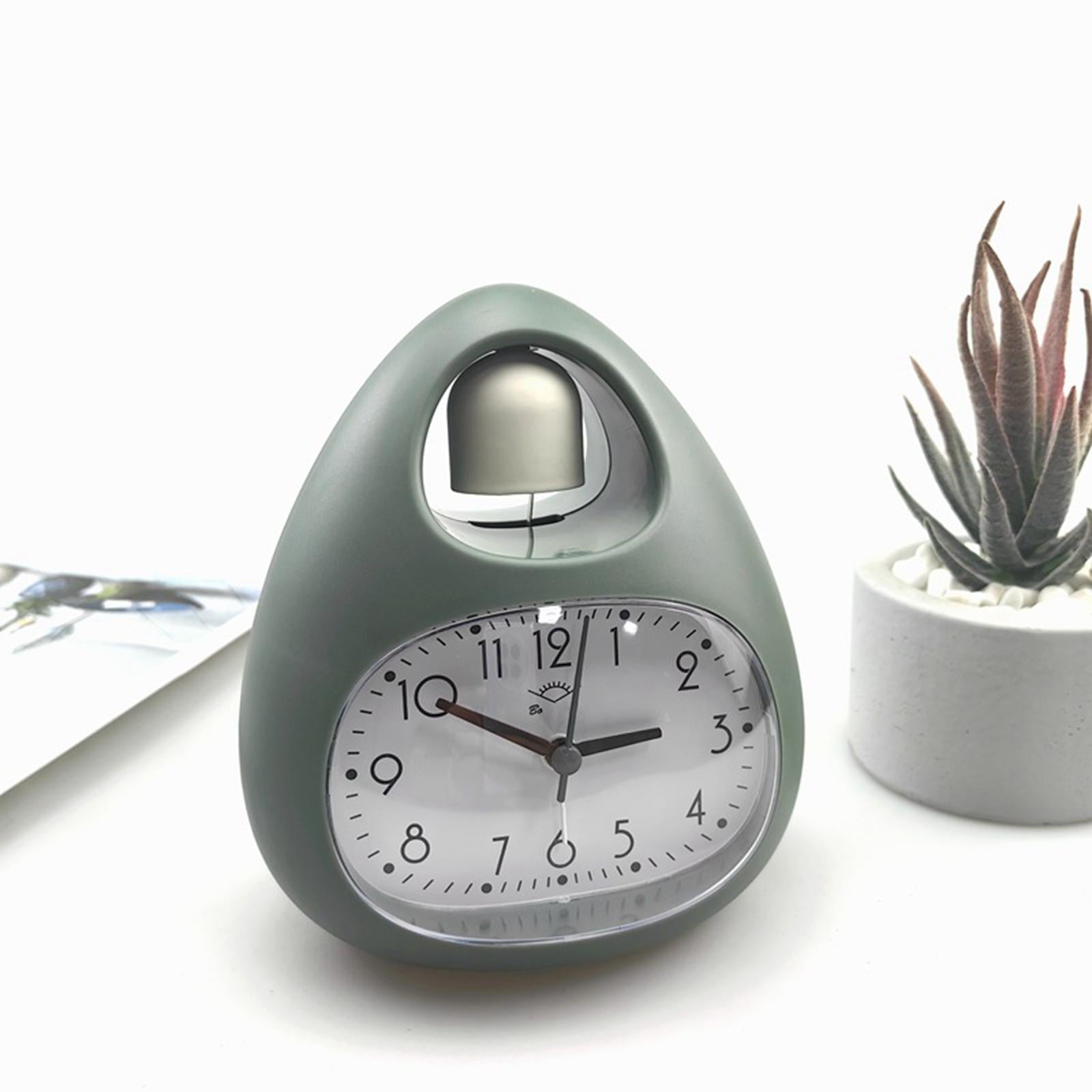 Creative Table Clock Egg Shaped with Nightlight Wake up for Home Decor Green