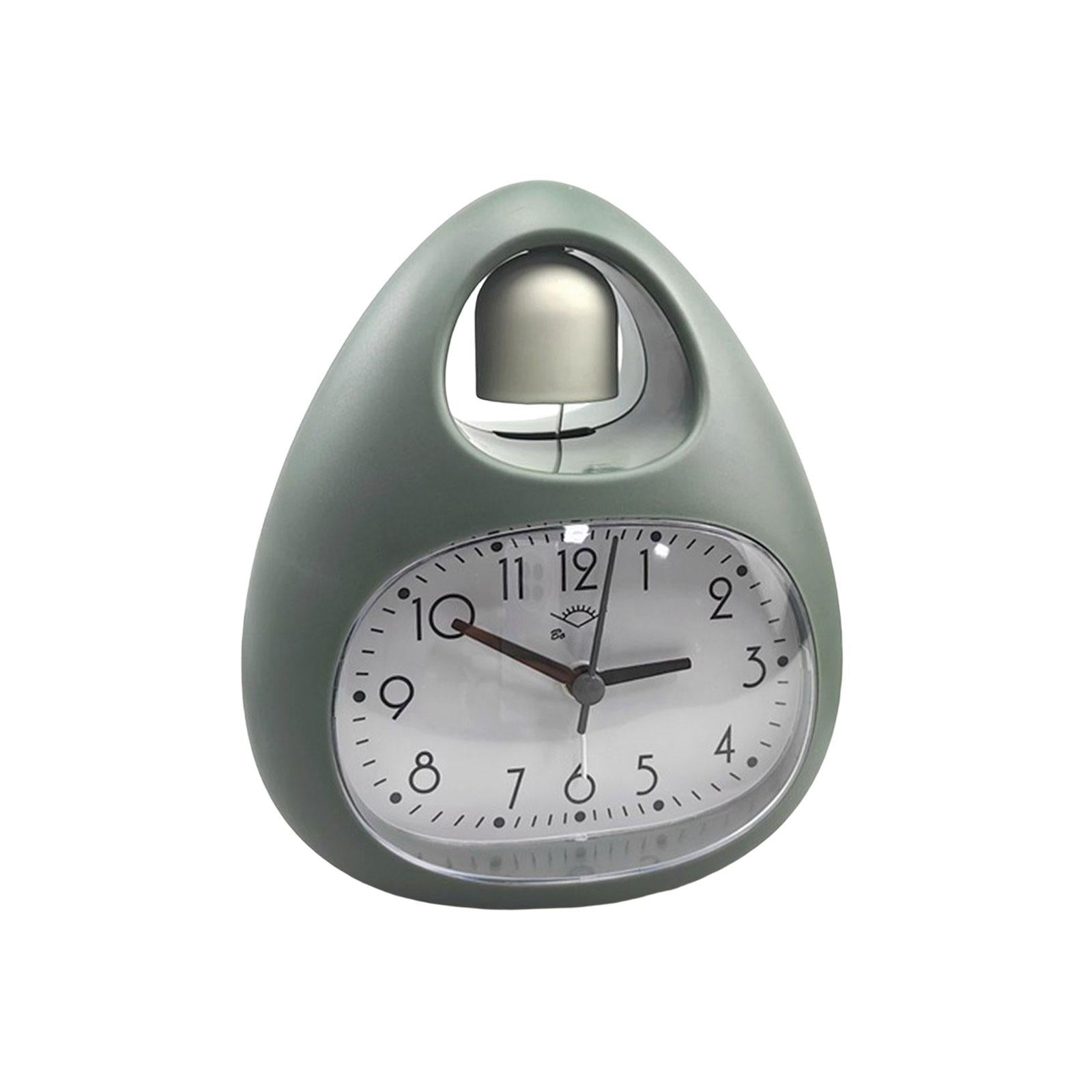 Creative Table Clock Egg Shaped with Nightlight Wake up for Home Decor Green