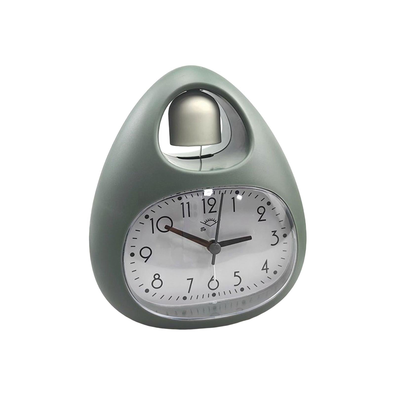 Creative Table Clock Egg Shaped with Nightlight Wake up for Home Decor Green
