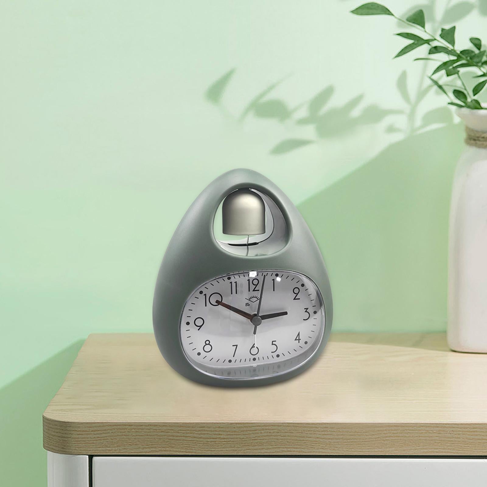 Creative Table Clock Egg Shaped with Nightlight Wake up for Home Decor Green