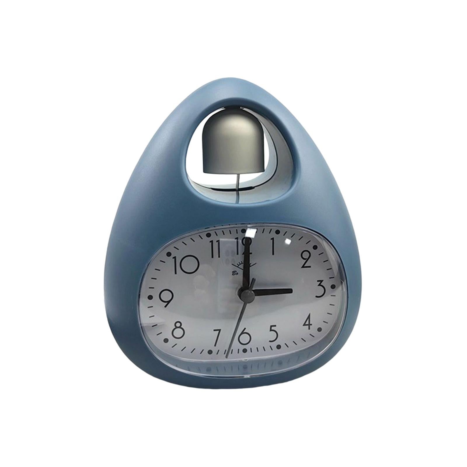 Creative Table Clock Egg Shaped with Nightlight Wake up for Home Decor Blue