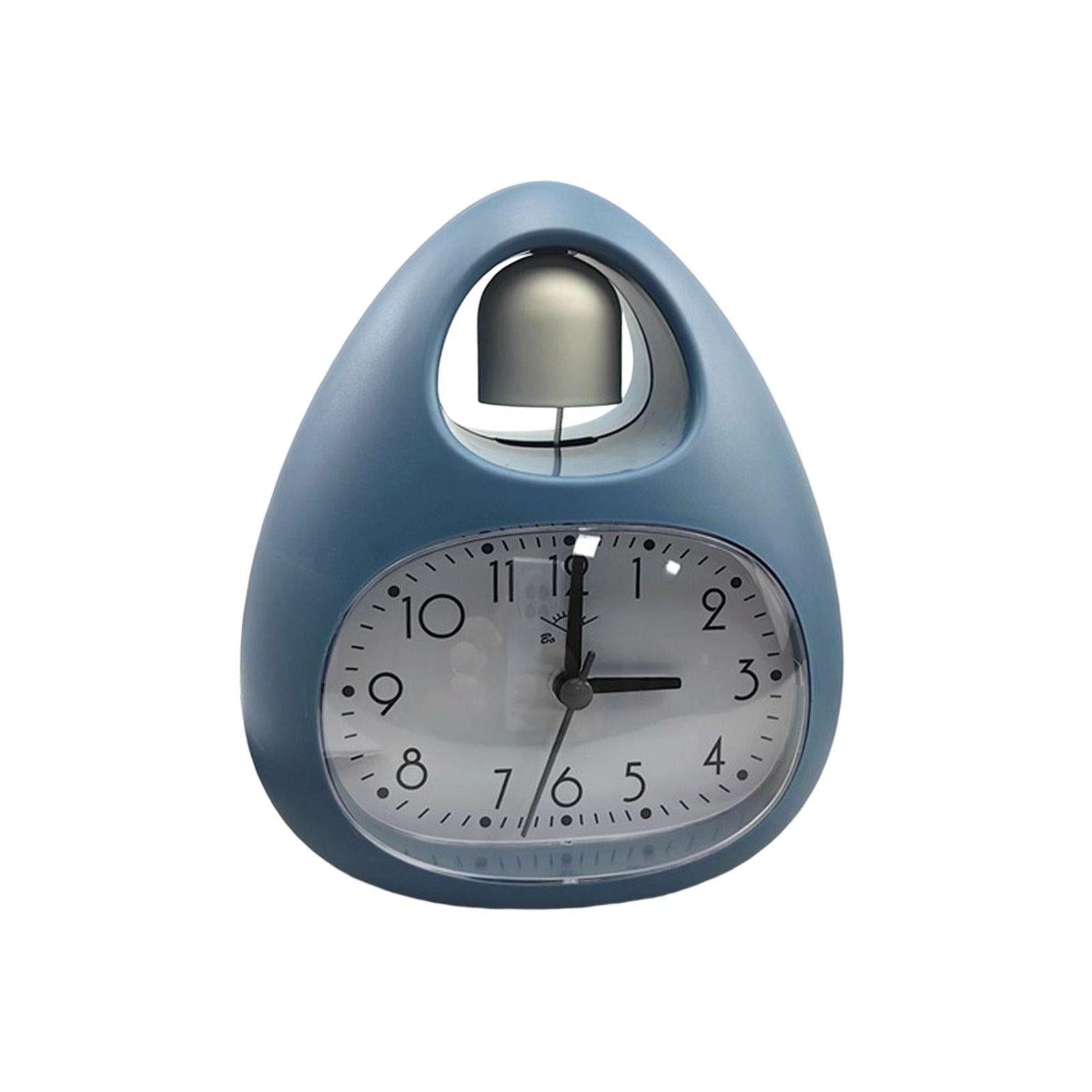 Creative Table Clock Egg Shaped with Nightlight Wake up for Home Decor Blue