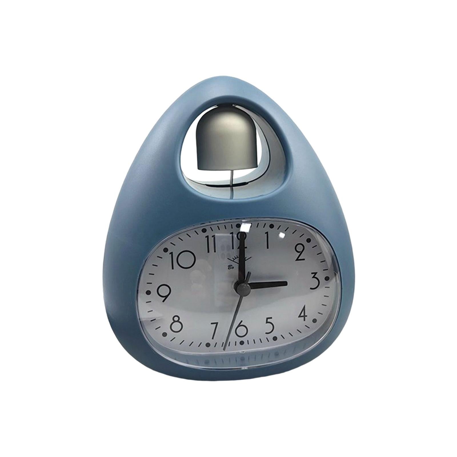 Creative Table Clock Egg Shaped with Nightlight Wake up for Home Decor Blue
