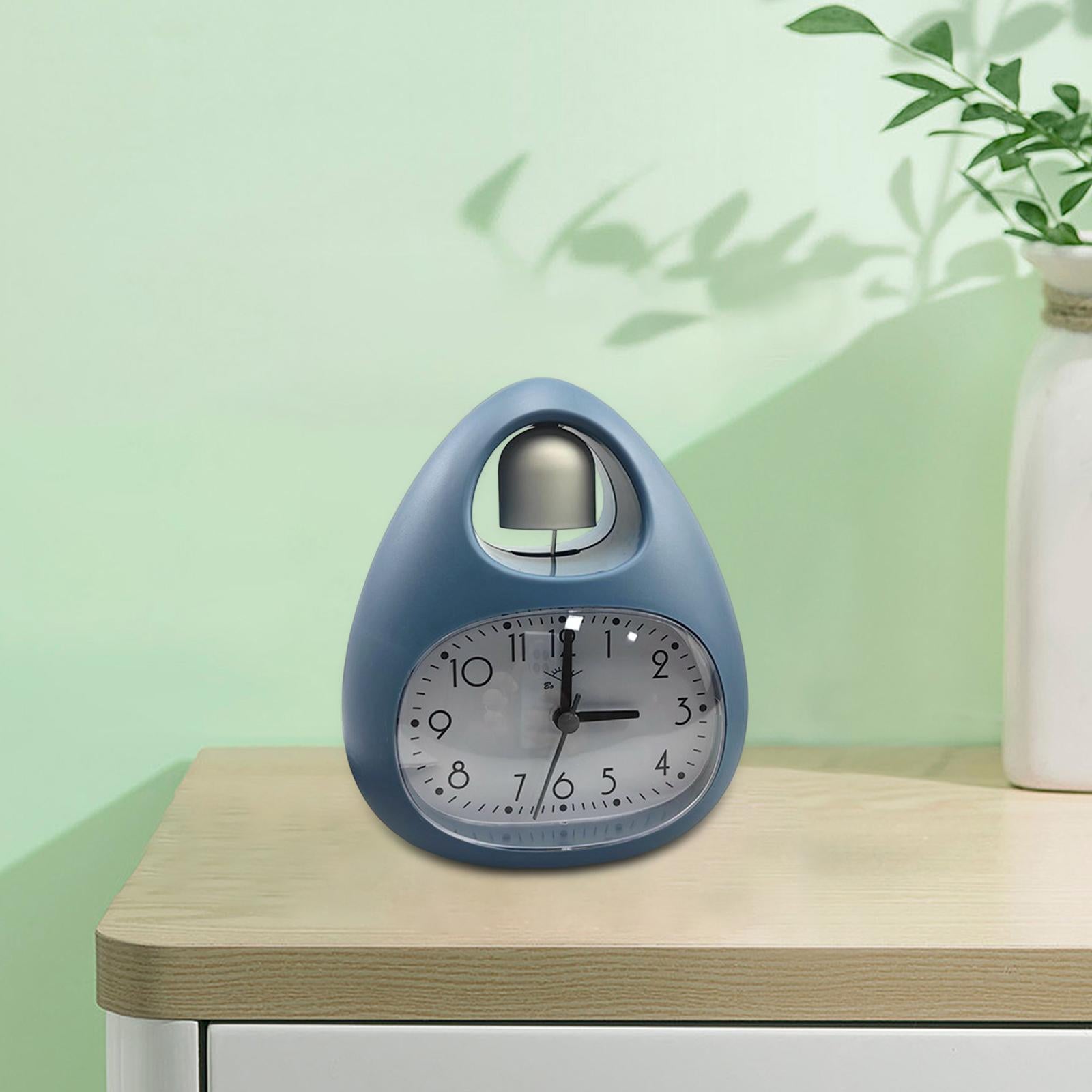 Creative Table Clock Egg Shaped with Nightlight Wake up for Home Decor Blue
