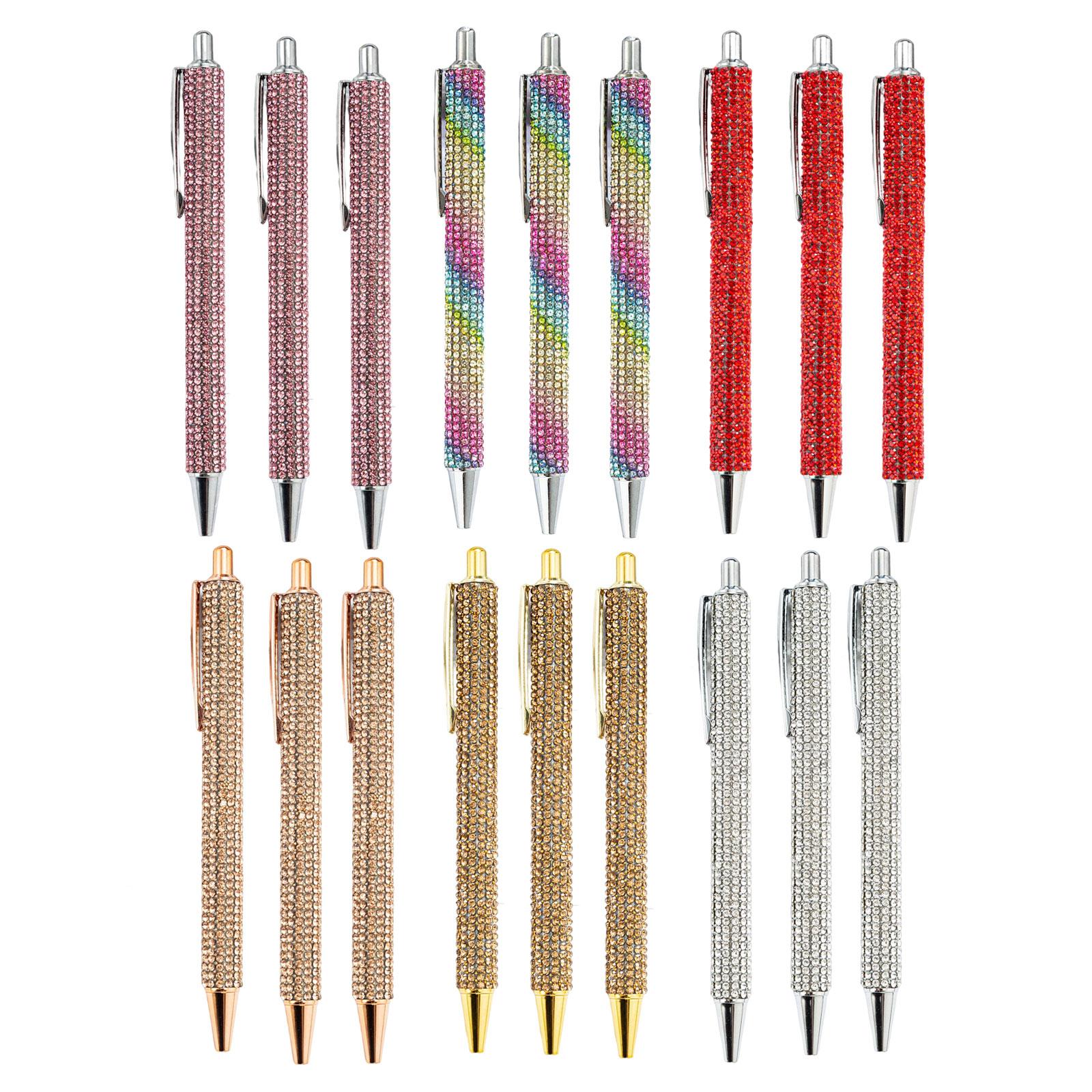 3x Retractable Gel Ink Pens Writing Smoothly Press Pen for Exam Adults Draw Rose Gold