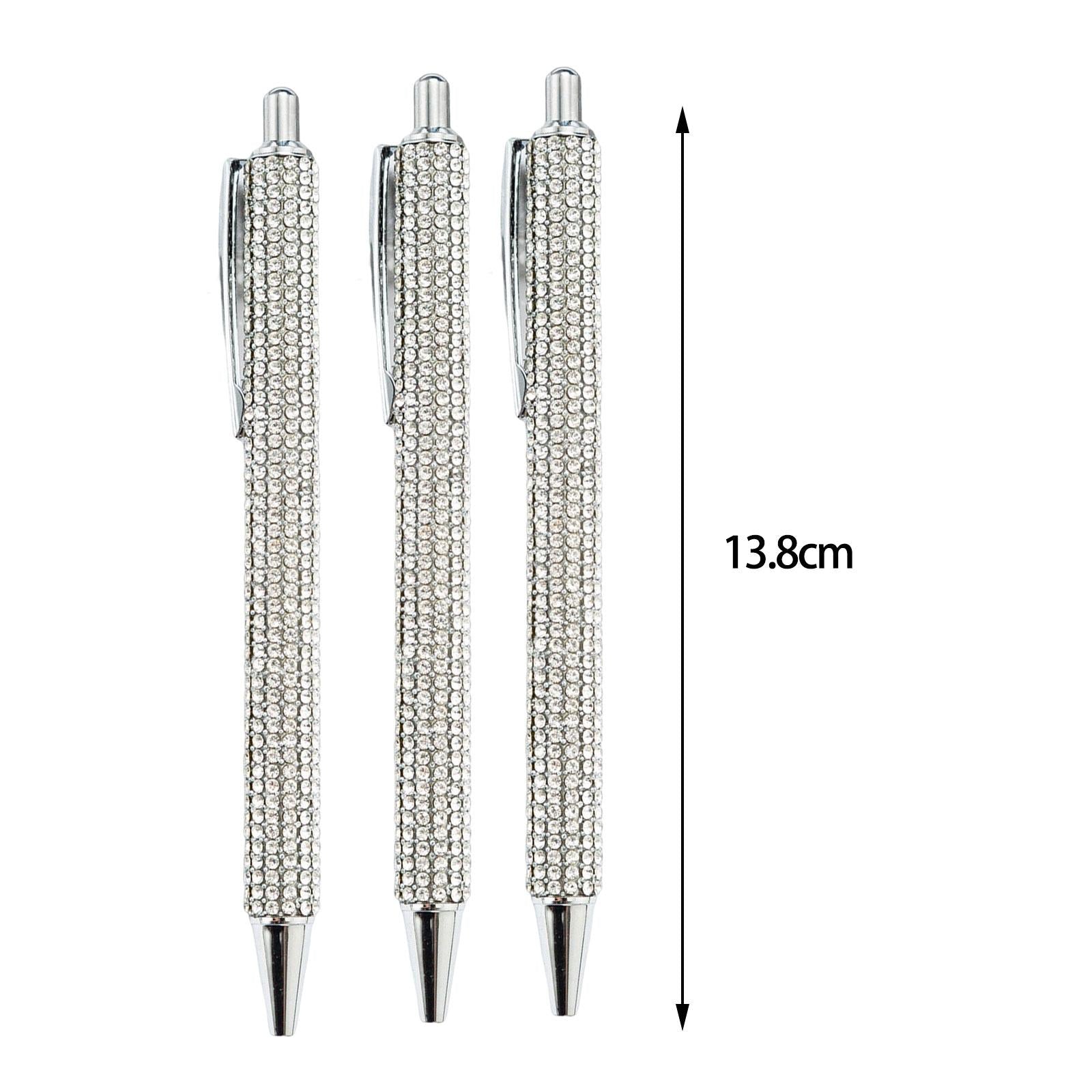 3x Retractable Gel Ink Pens Writing Smoothly Press Pen for Exam Adults Draw Silver