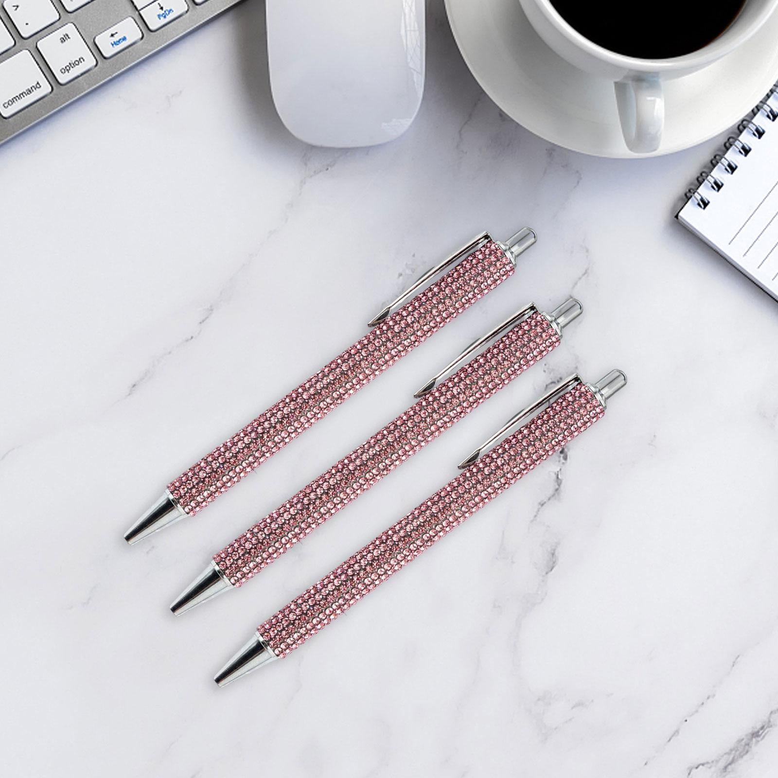 3x Retractable Gel Ink Pens Writing Smoothly Press Pen for Exam Adults Draw Pink