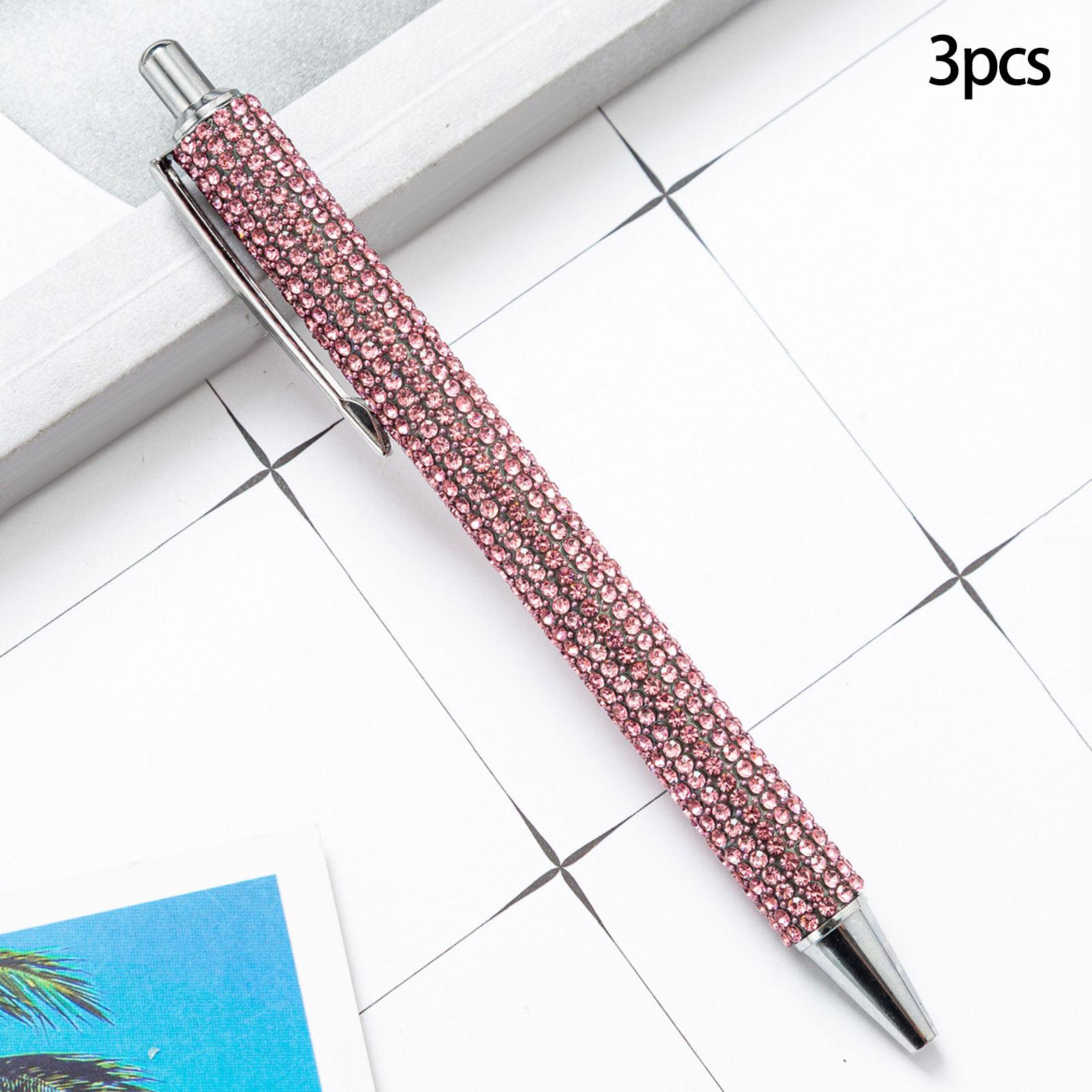 3x Retractable Gel Ink Pens Writing Smoothly Press Pen for Exam Adults Draw Pink