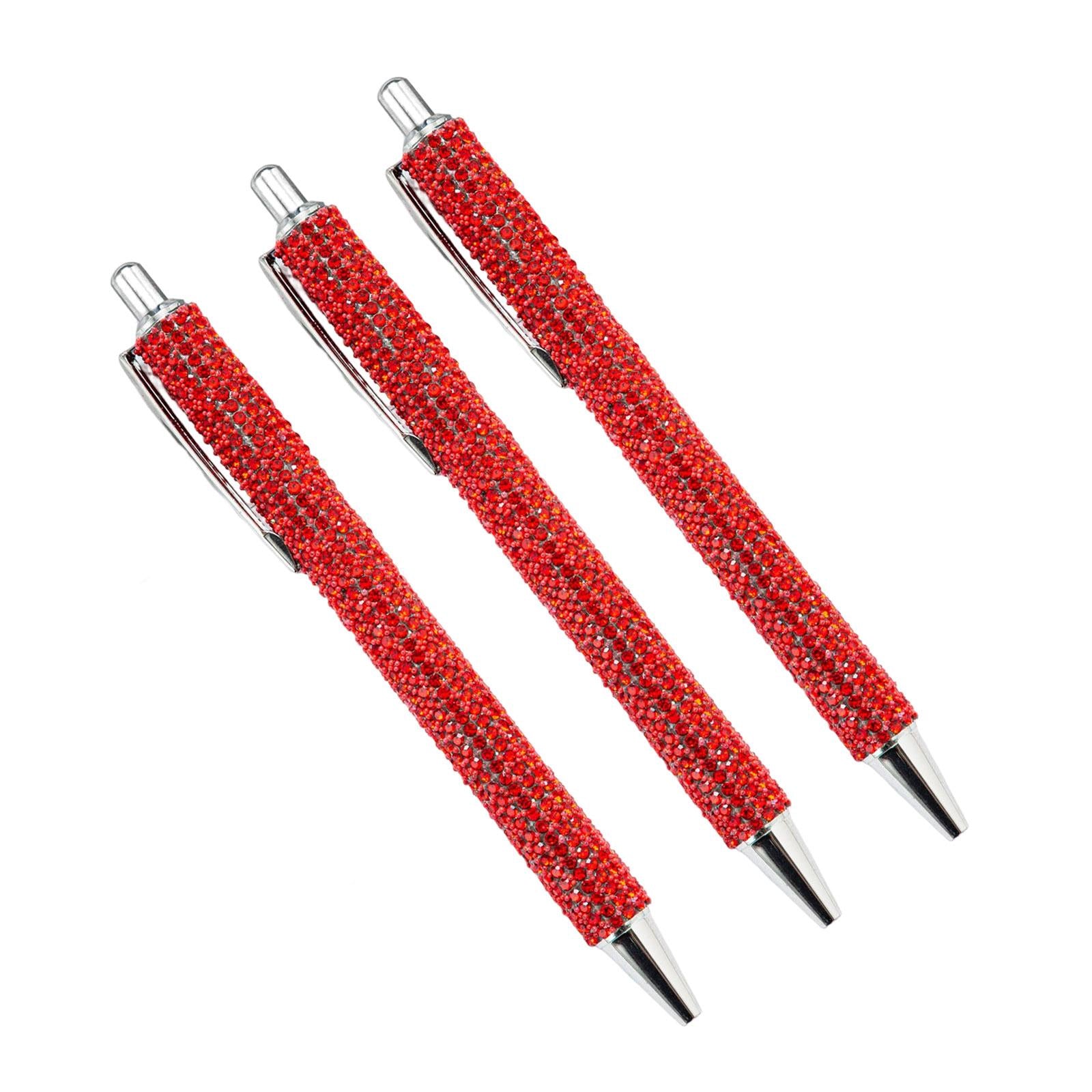 3x Retractable Gel Ink Pens Writing Smoothly Press Pen for Exam Adults Draw Red