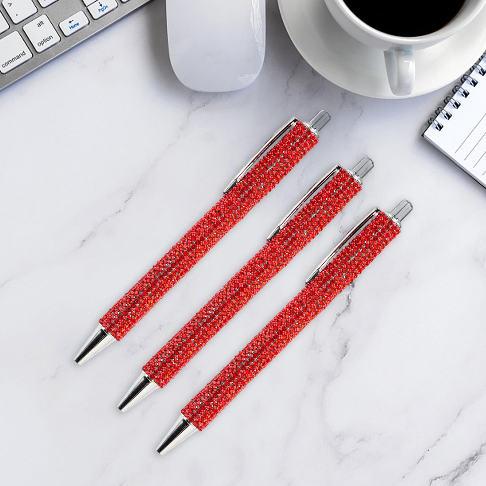 3x Retractable Gel Ink Pens Writing Smoothly Press Pen for Exam Adults Draw Red