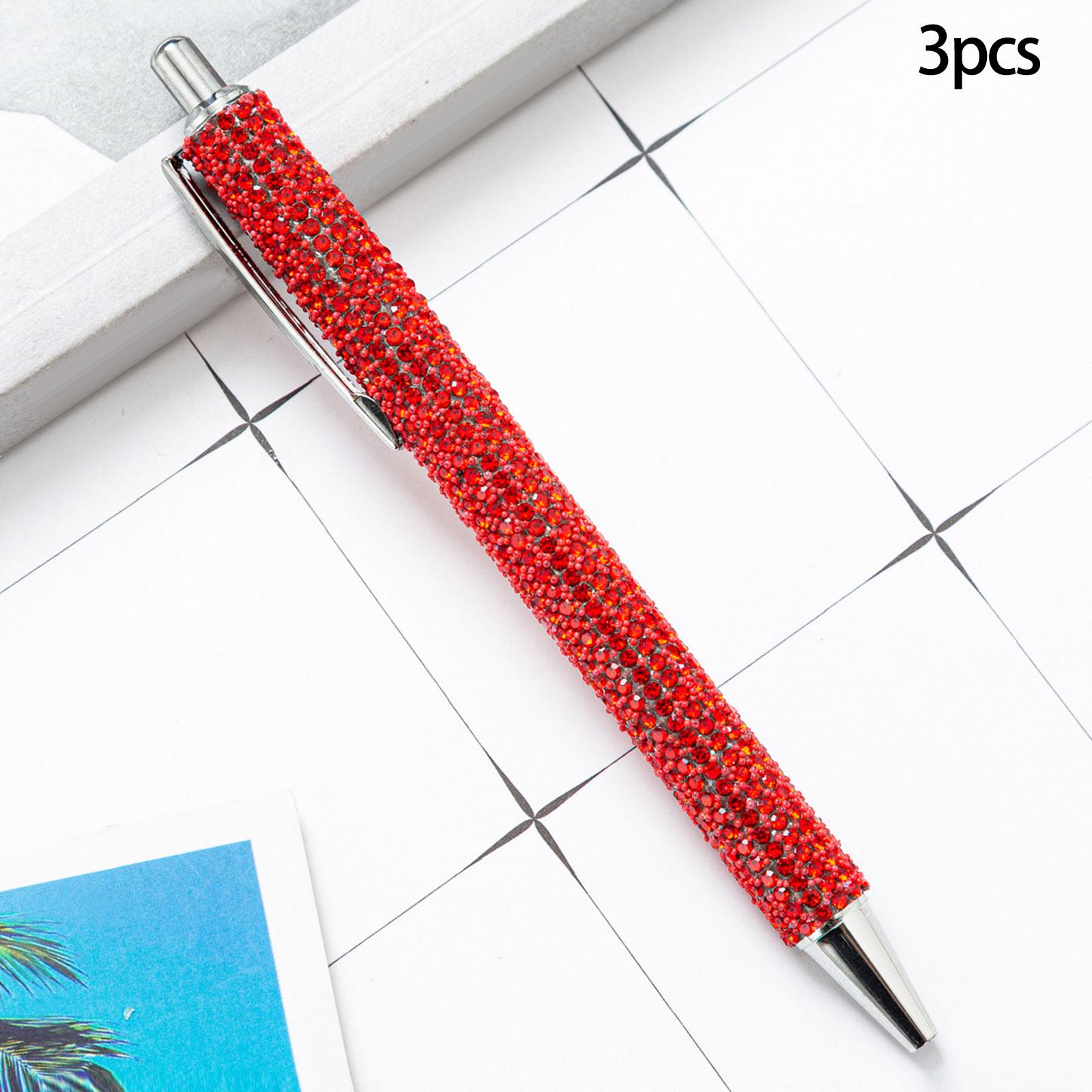 3x Retractable Gel Ink Pens Writing Smoothly Press Pen for Exam Adults Draw Red