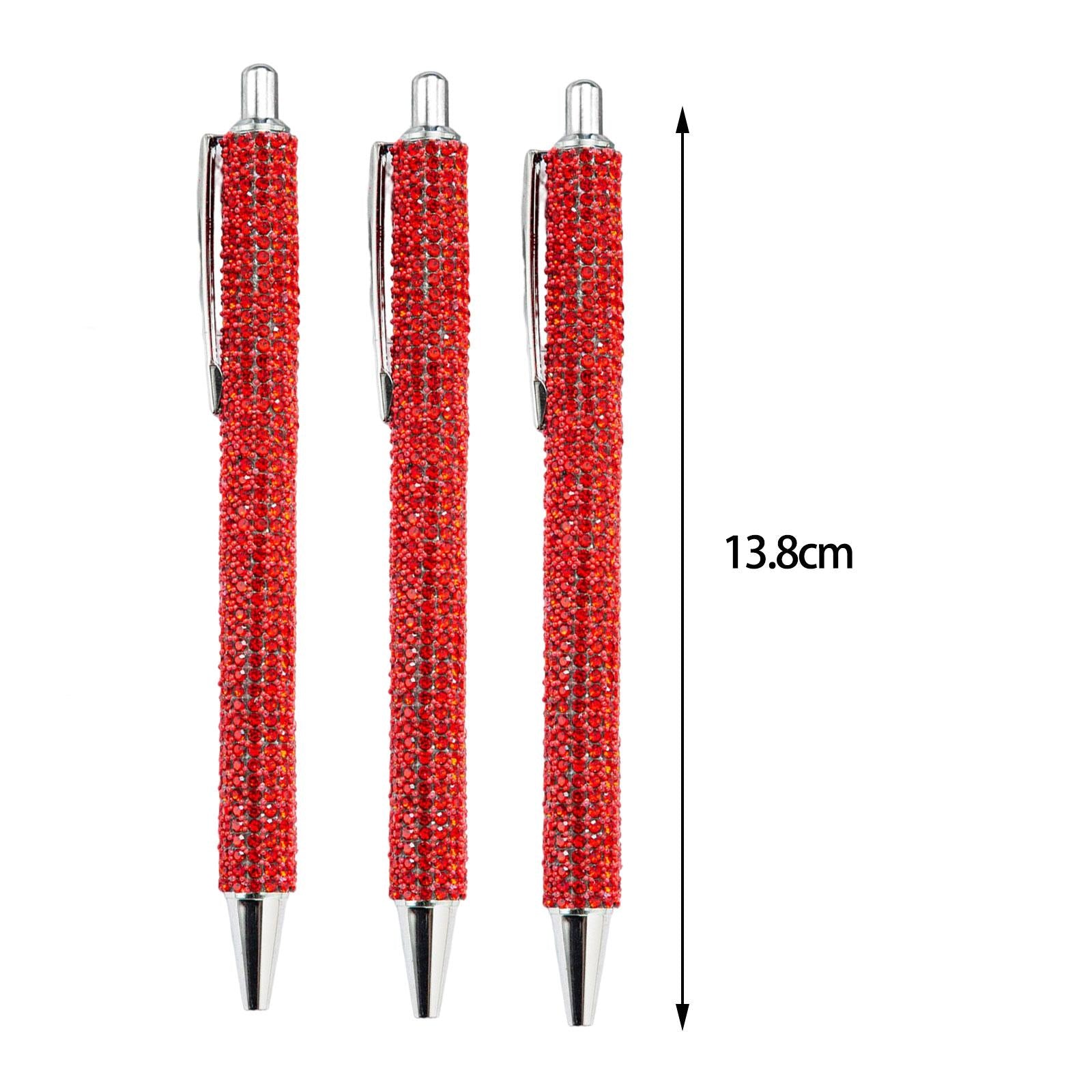 3x Retractable Gel Ink Pens Writing Smoothly Press Pen for Exam Adults Draw Red