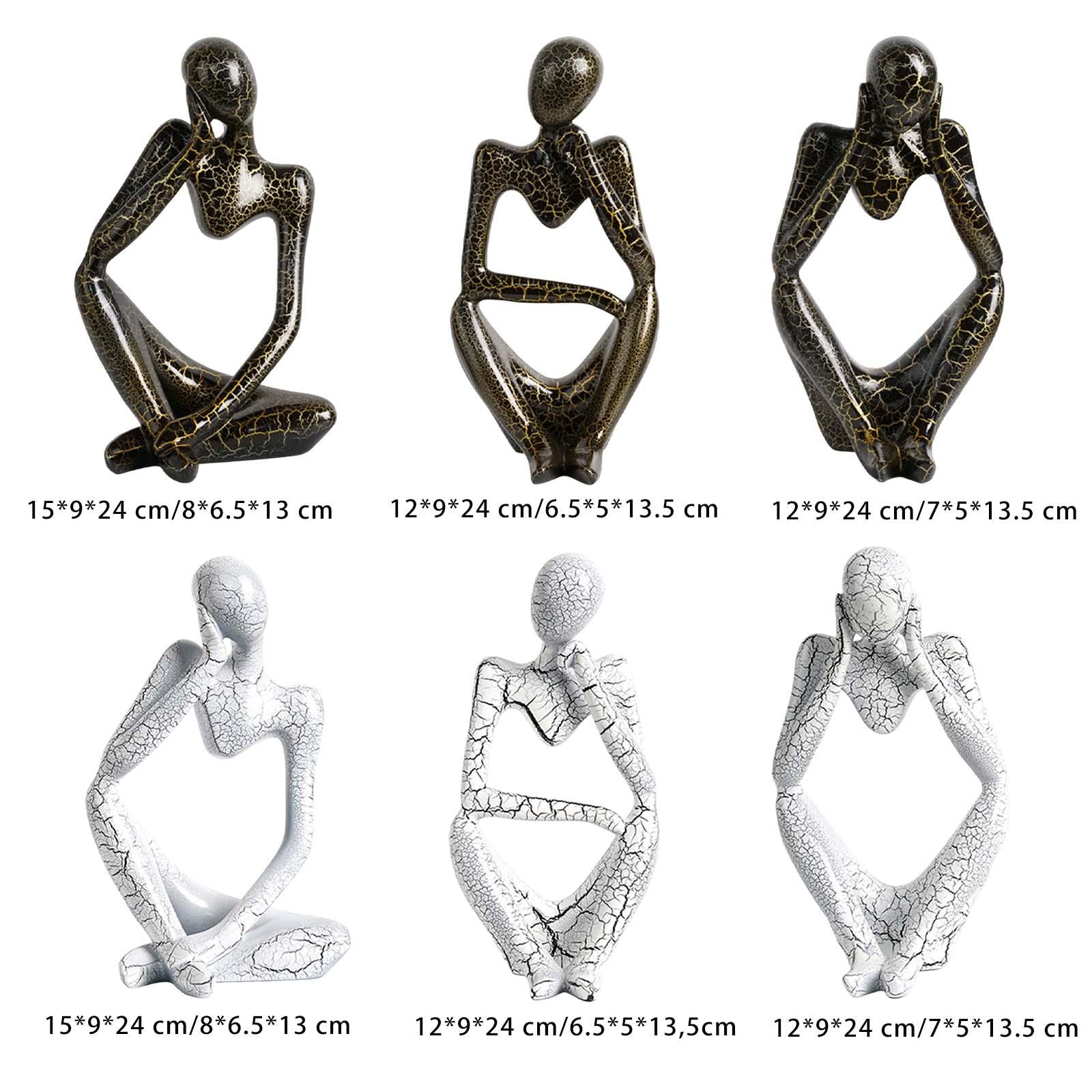 Modern Abstract Thinker Statue Collectible for Home Living Room Decoration Black Left L