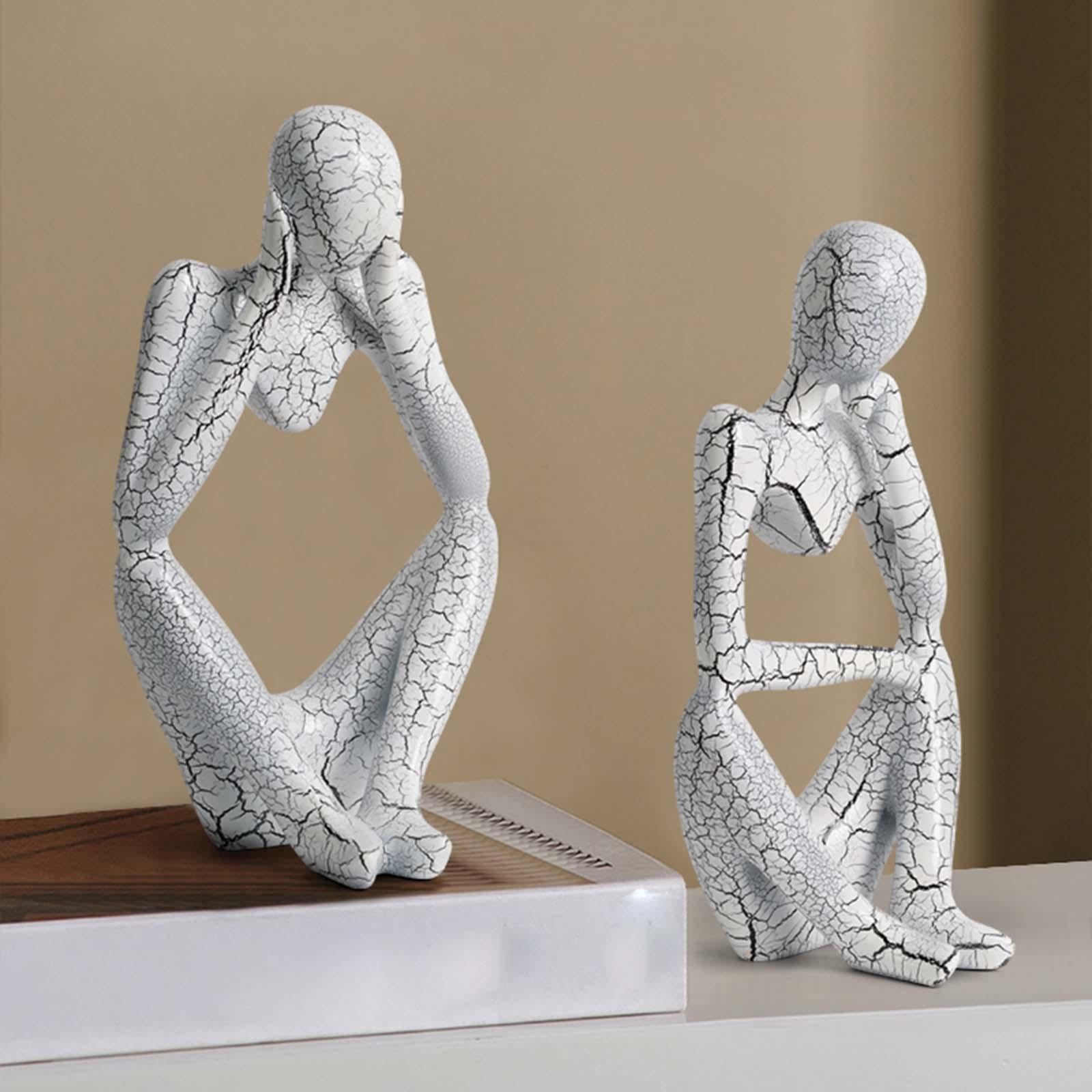 Modern Abstract Thinker Statue Collectible for Home Living Room Decoration White Left L