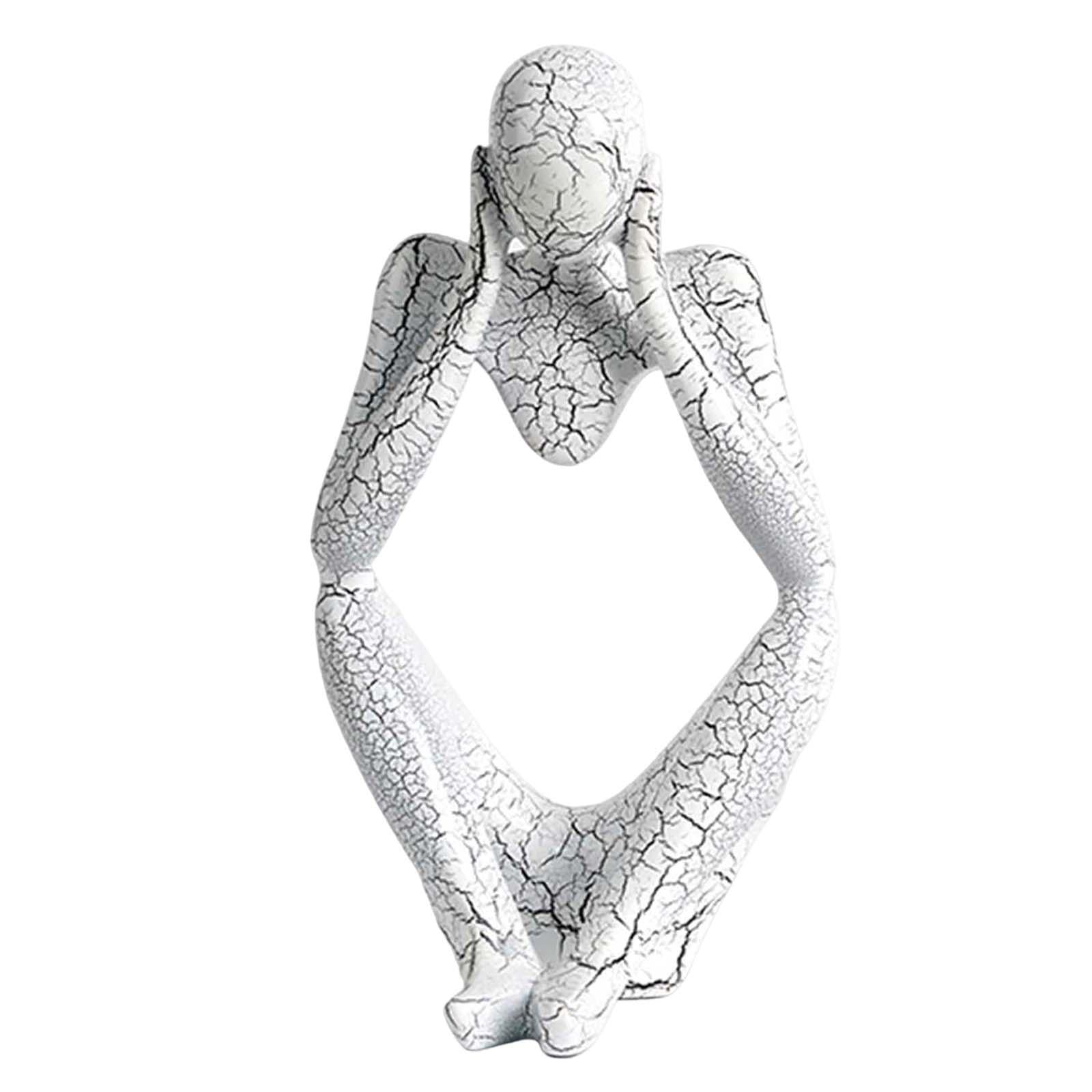 Modern Abstract Thinker Statue Collectible for Home Living Room Decoration White  L