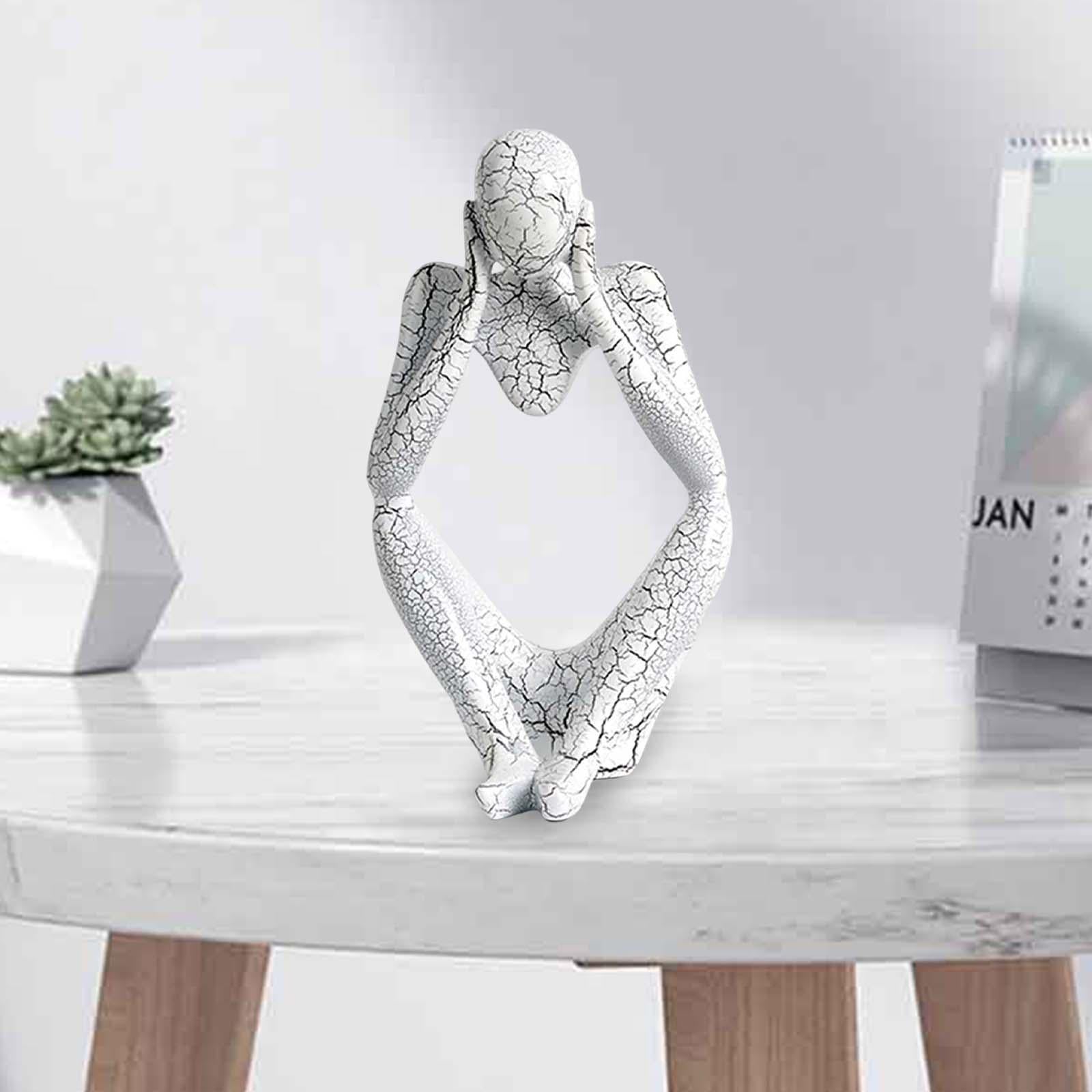 Modern Abstract Thinker Statue Collectible for Home Living Room Decoration White  L