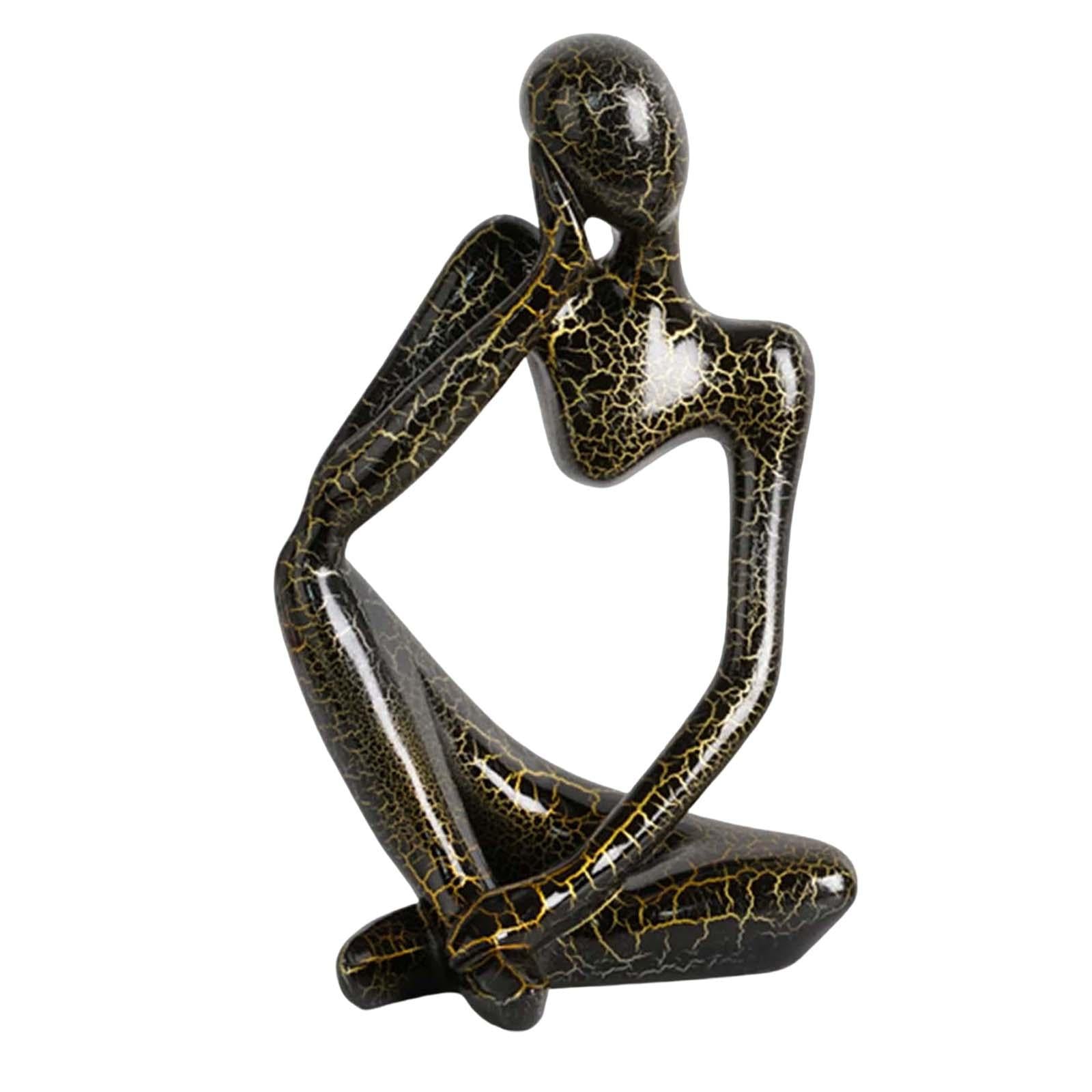 Modern Abstract Thinker Statue Collectible for Home Living Room Decoration Black Left S
