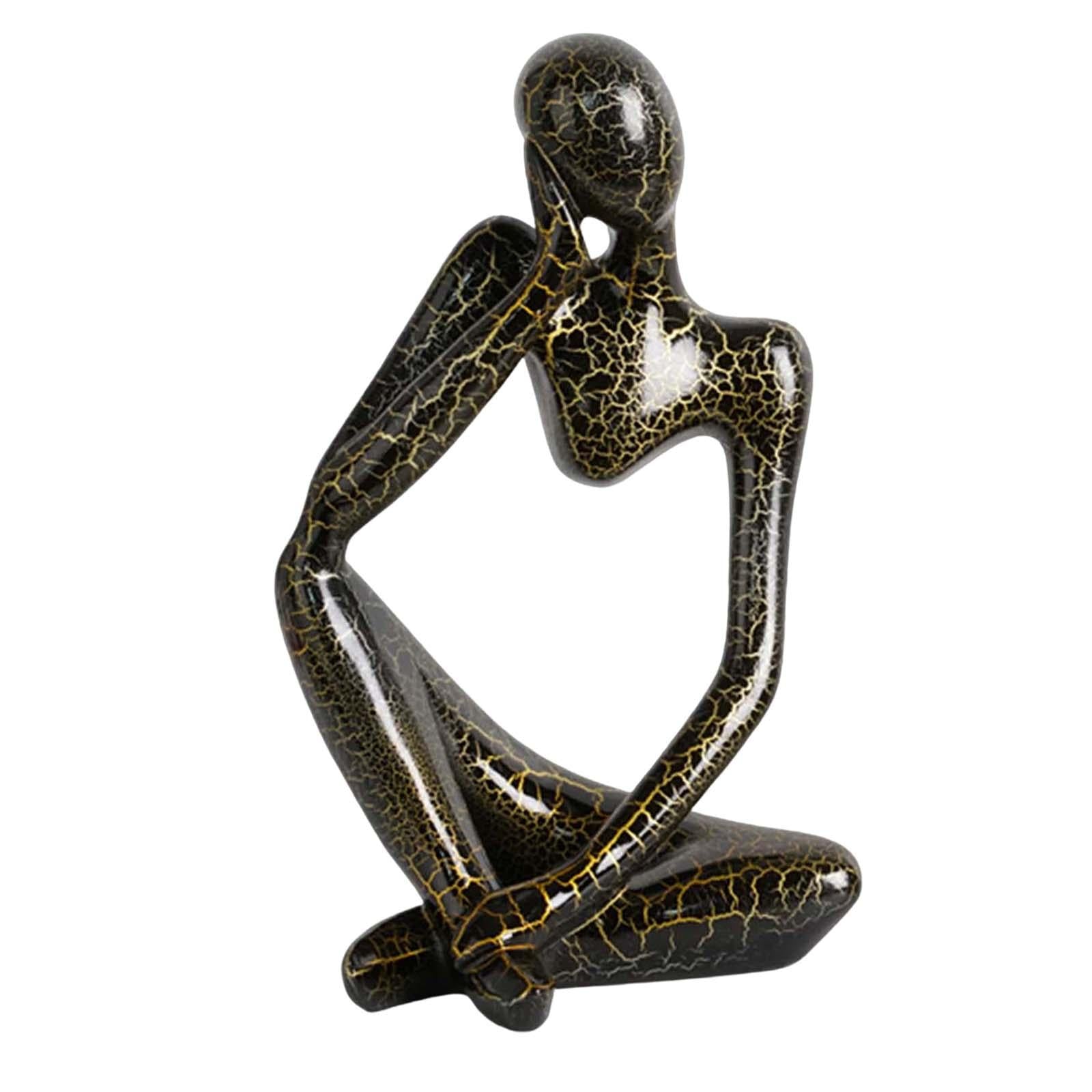 Modern Abstract Thinker Statue Collectible for Home Living Room Decoration Black Left S