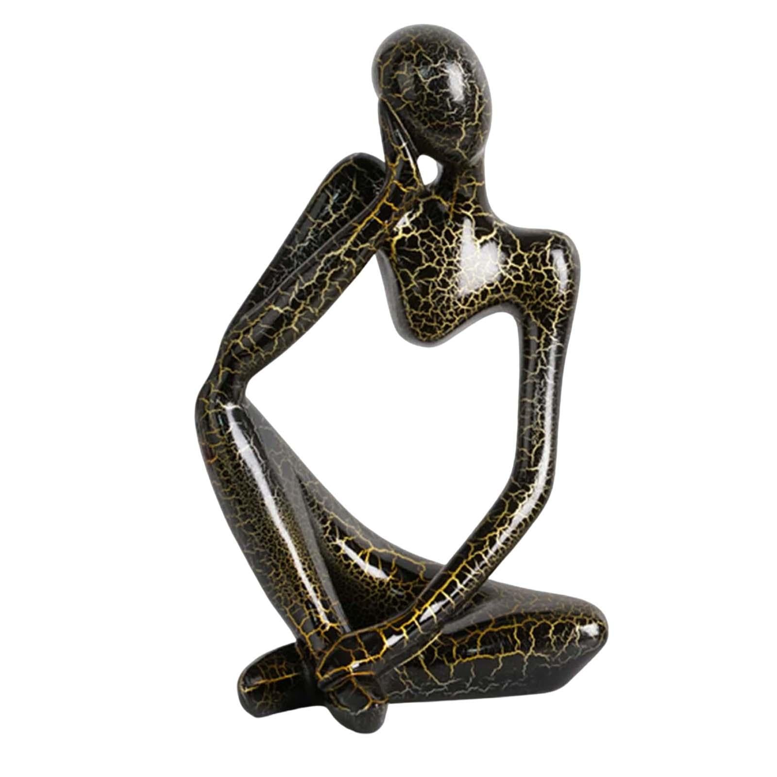 Modern Abstract Thinker Statue Collectible for Home Living Room Decoration Black Left S