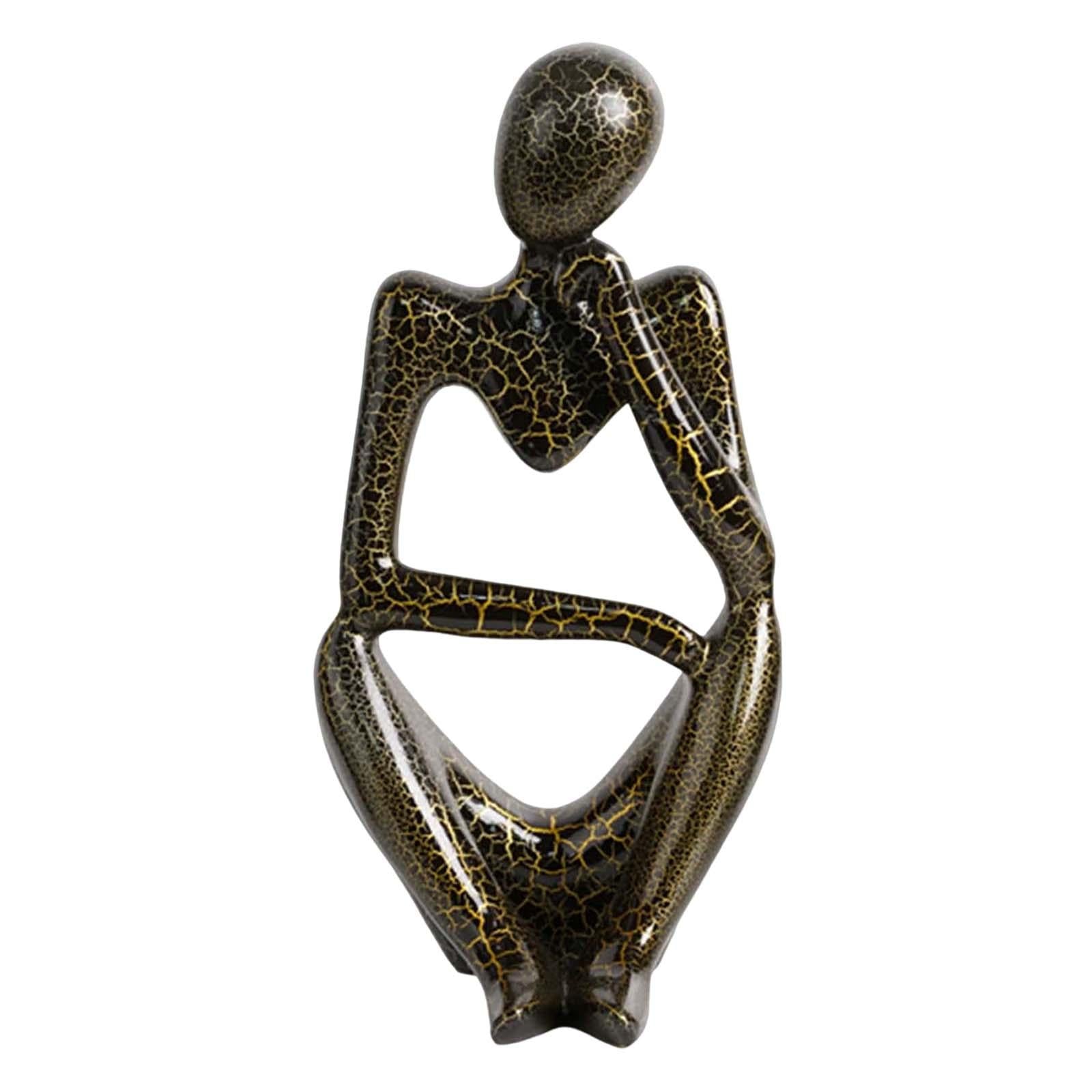 Modern Abstract Thinker Statue Collectible for Home Living Room Decoration Right Black S