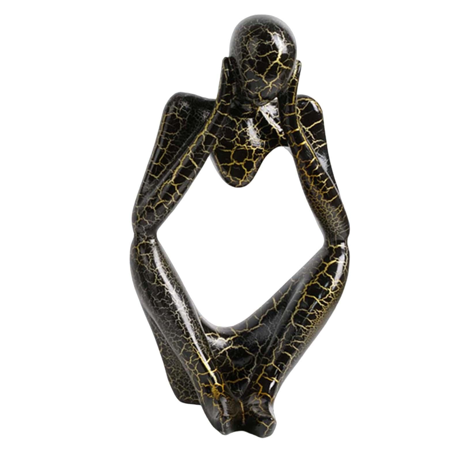 Modern Abstract Thinker Statue Collectible for Home Living Room Decoration Black S