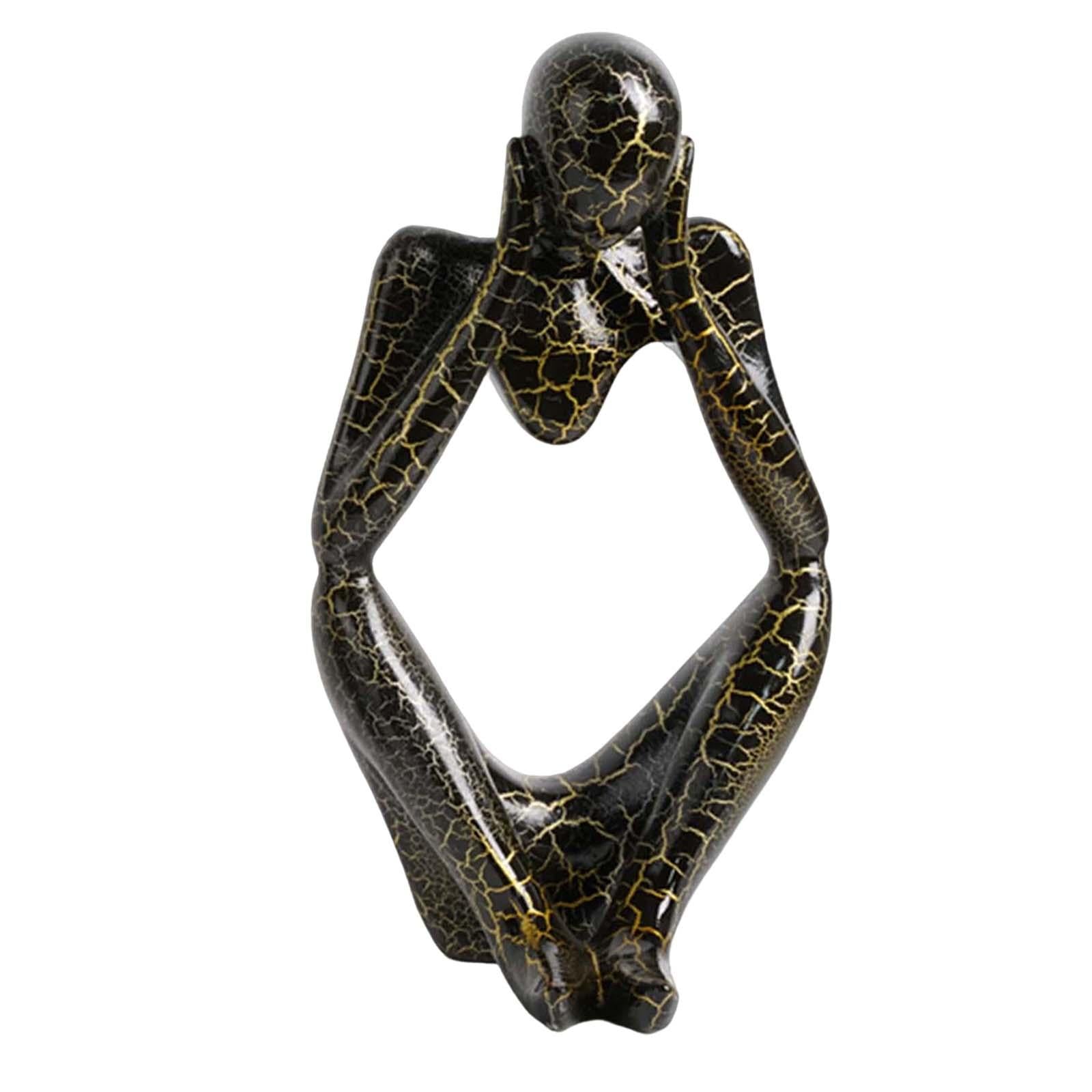 Modern Abstract Thinker Statue Collectible for Home Living Room Decoration Black S