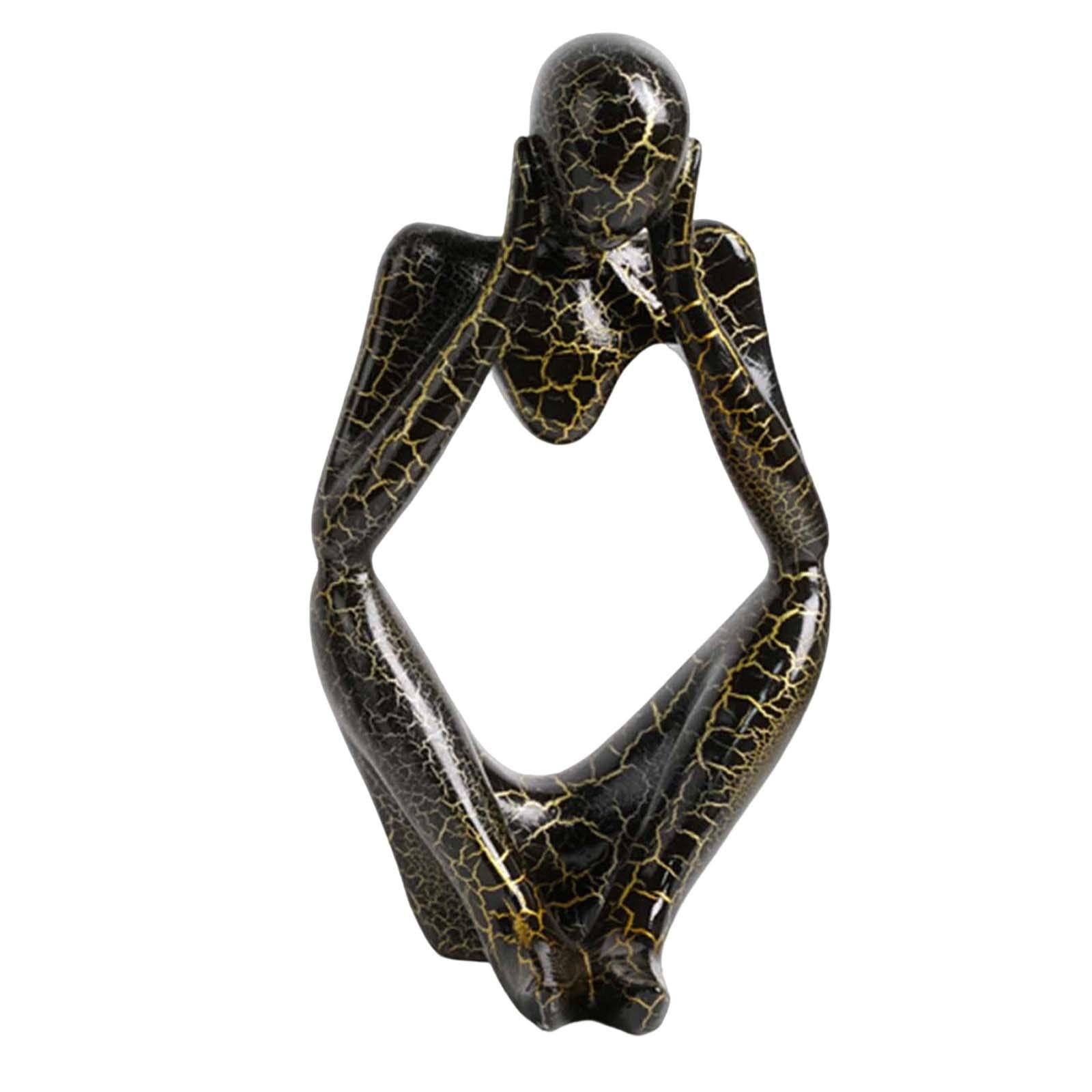 Modern Abstract Thinker Statue Collectible for Home Living Room Decoration Black S