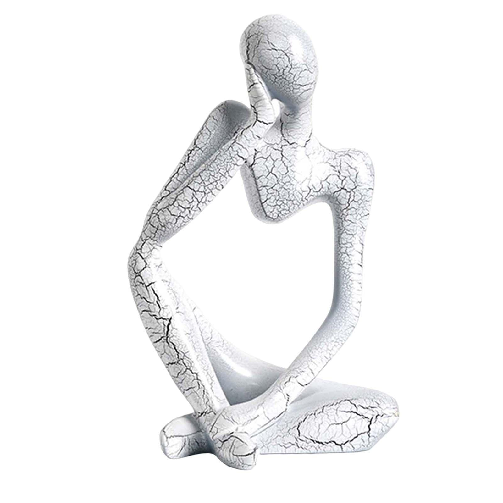 Modern Abstract Thinker Statue Collectible for Home Living Room Decoration White Left S