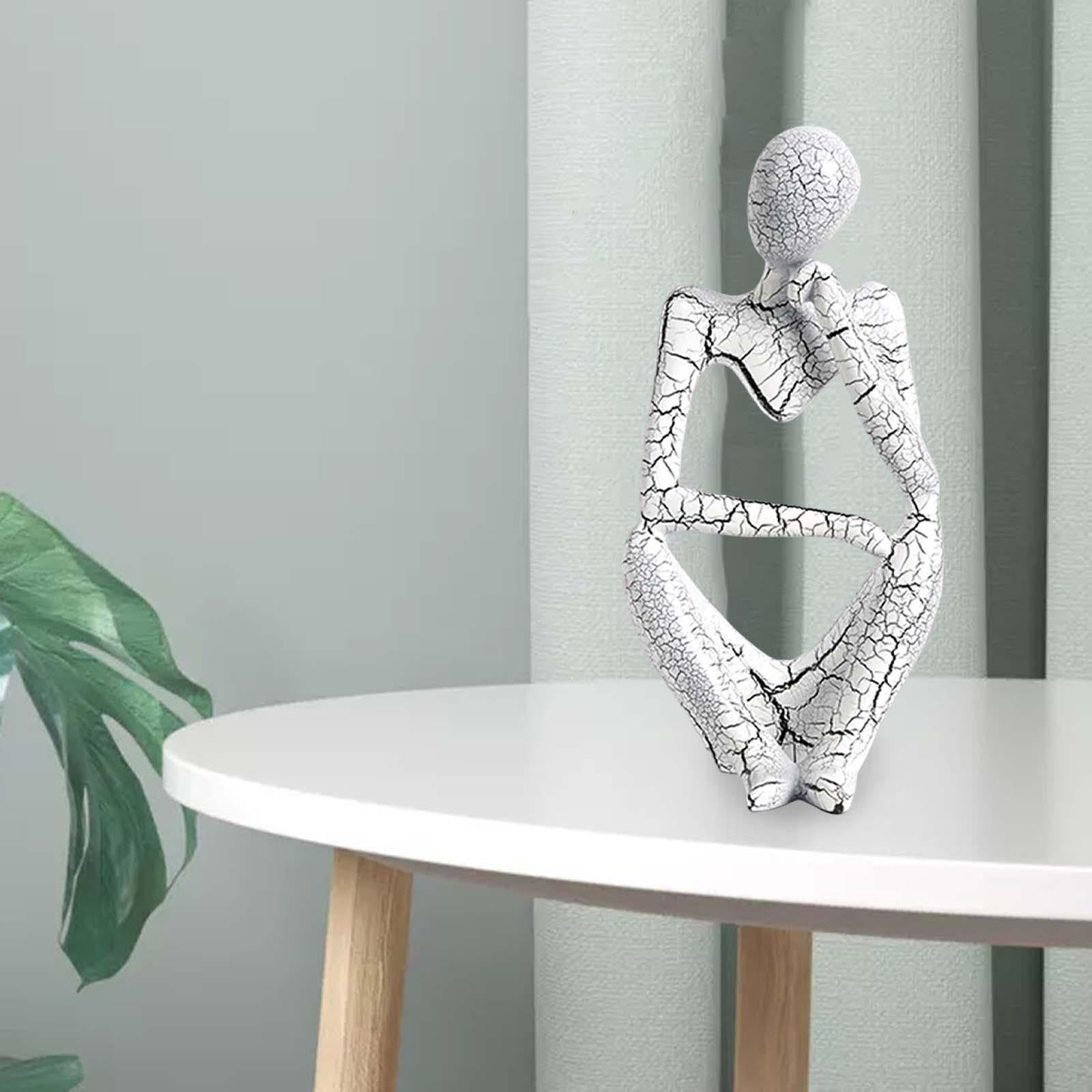 Modern Abstract Thinker Statue Collectible for Home Living Room Decoration White Right S