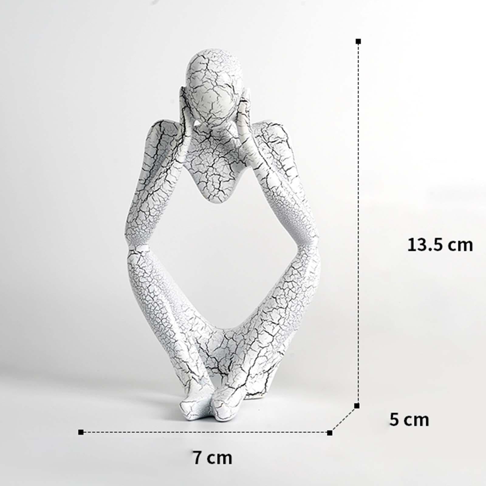 Modern Abstract Thinker Statue Collectible for Home Living Room Decoration S White