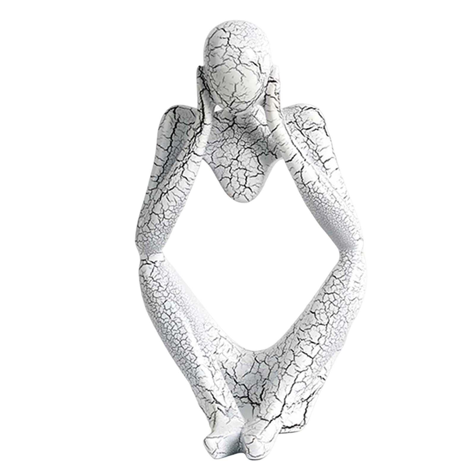 Modern Abstract Thinker Statue Collectible for Home Living Room Decoration S White