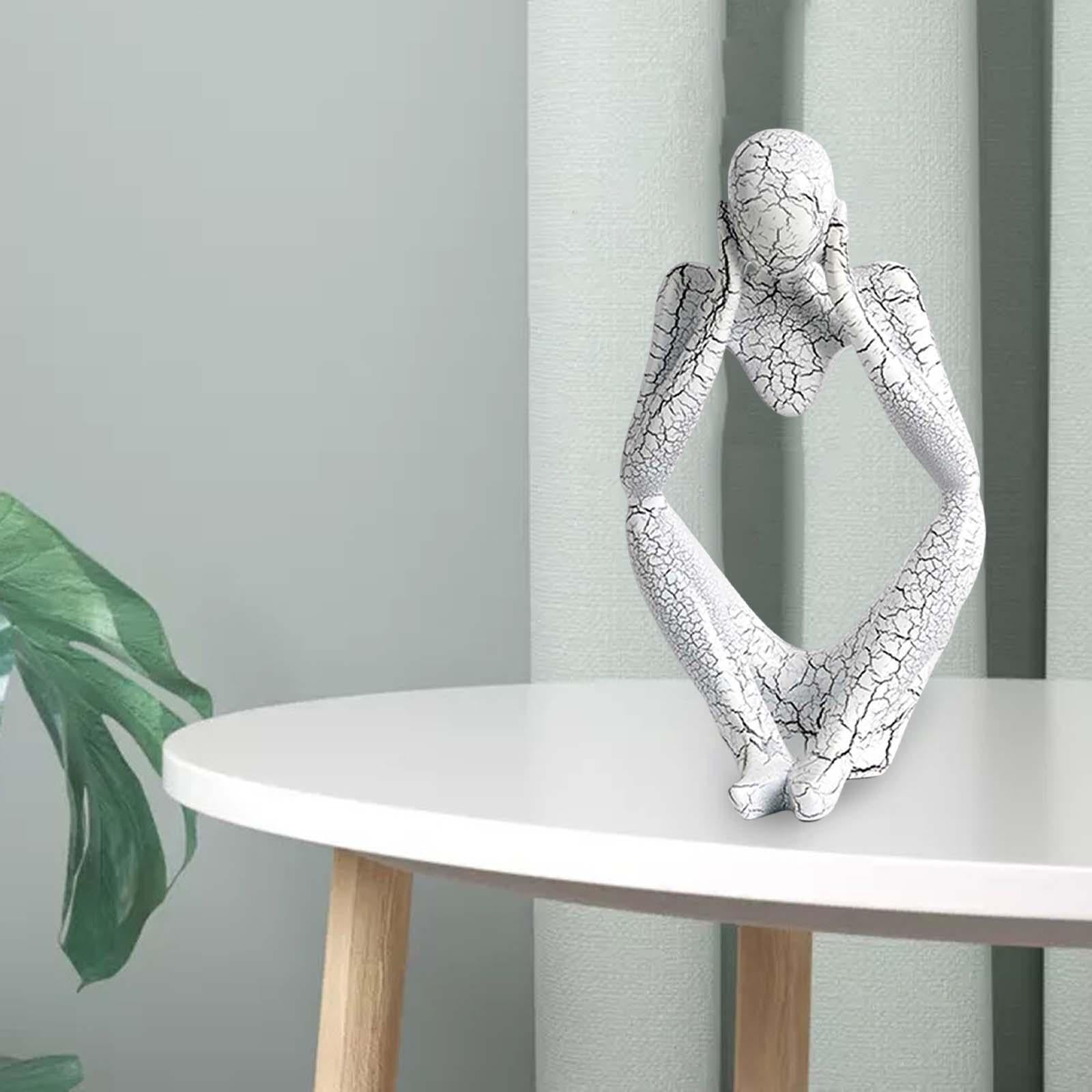 Modern Abstract Thinker Statue Collectible for Home Living Room Decoration S White