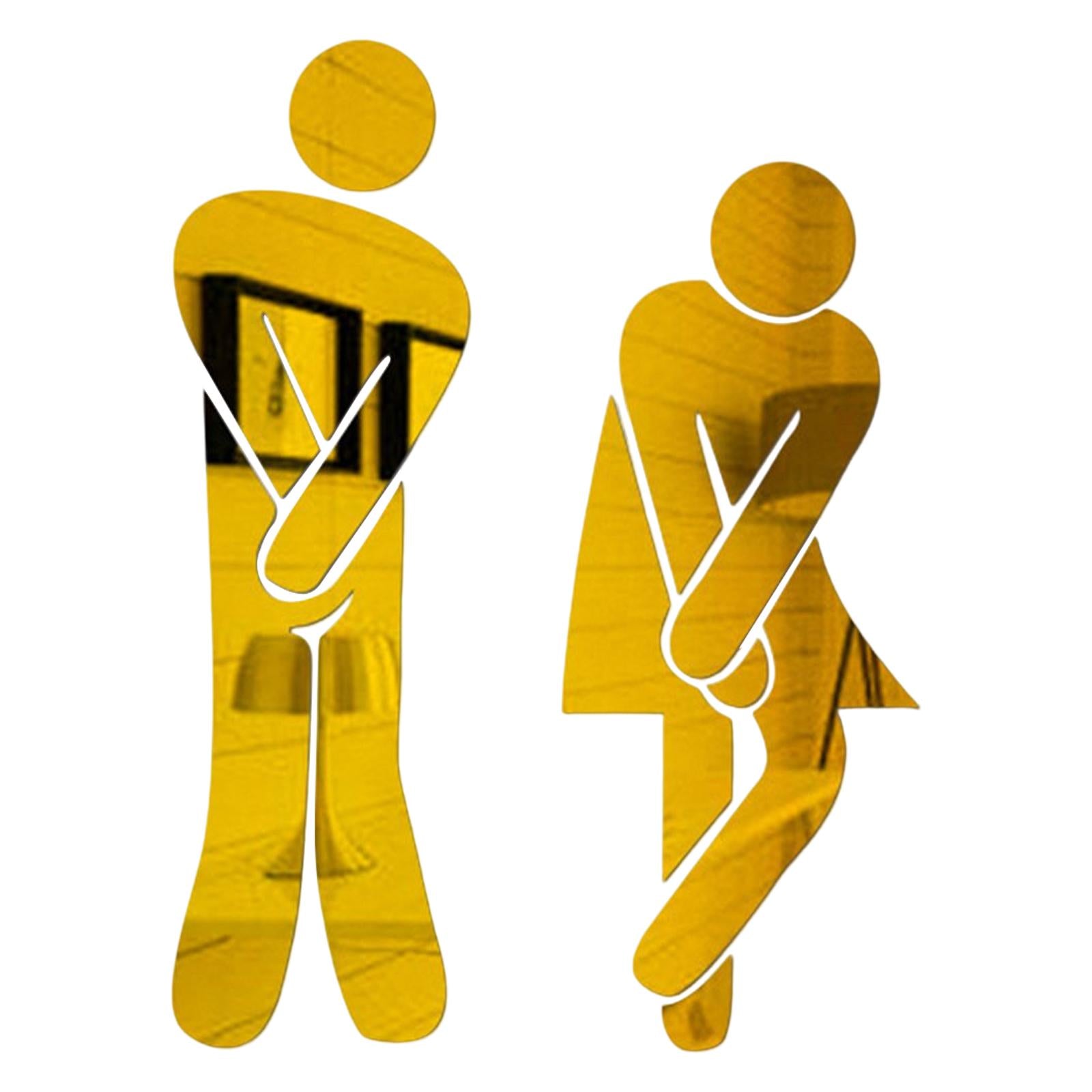 Men's & Women's Restroom Signs 1Pair Symbols for Bar Commercial Business Golden