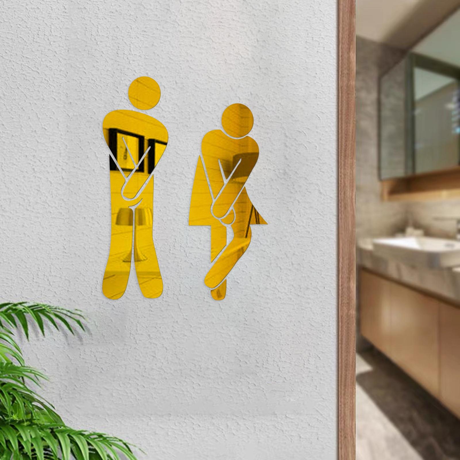 Men's & Women's Restroom Signs 1Pair Symbols for Bar Commercial Business Golden