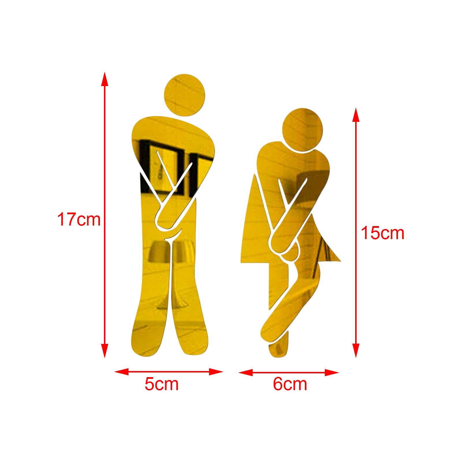 Men's & Women's Restroom Signs 1Pair Symbols for Bar Commercial Business Golden