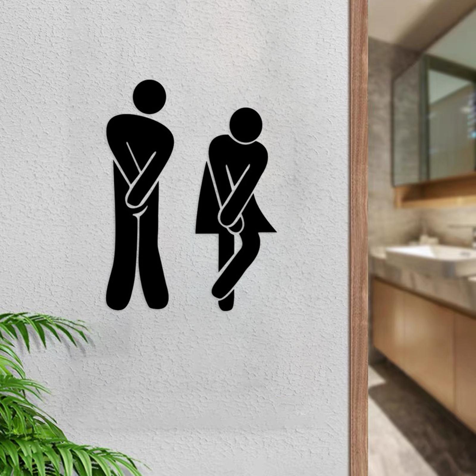 Men's & Women's Restroom Signs 1Pair Symbols for Bar Commercial Business Black
