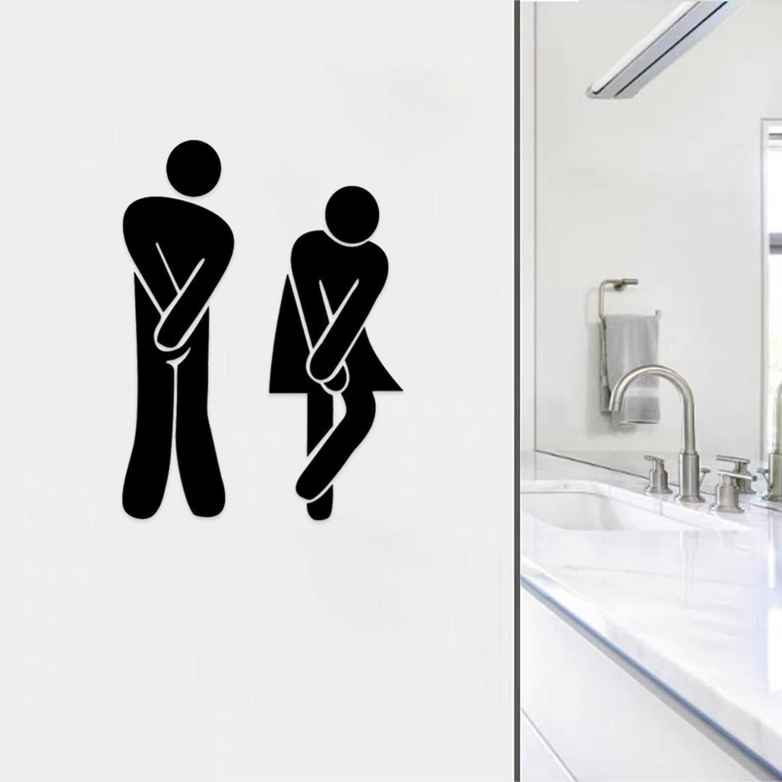 Men's & Women's Restroom Signs 1Pair Symbols for Bar Commercial Business Black