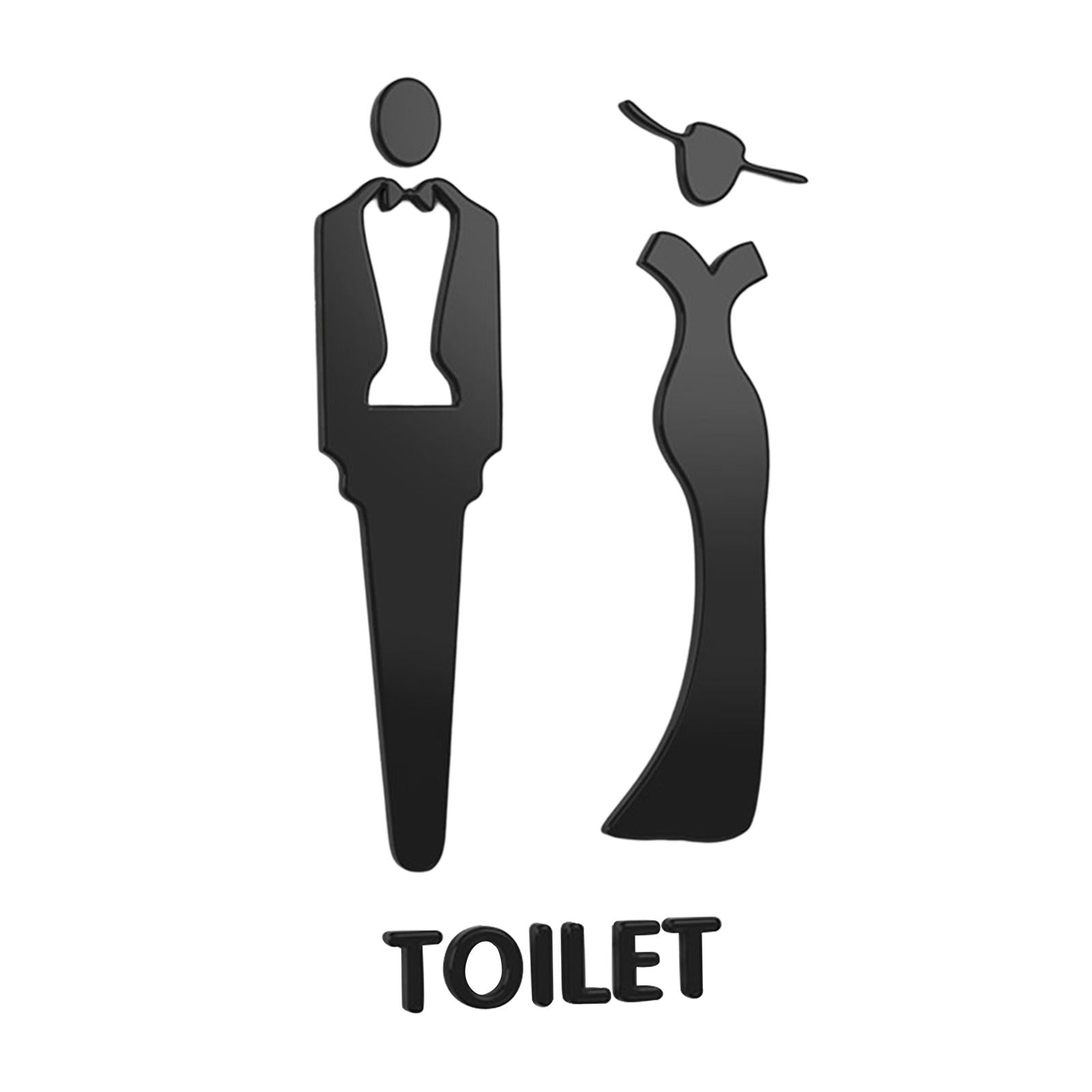 Male and Female Bathroom Door Signage Decor Unisex Acrylic for Business Black
