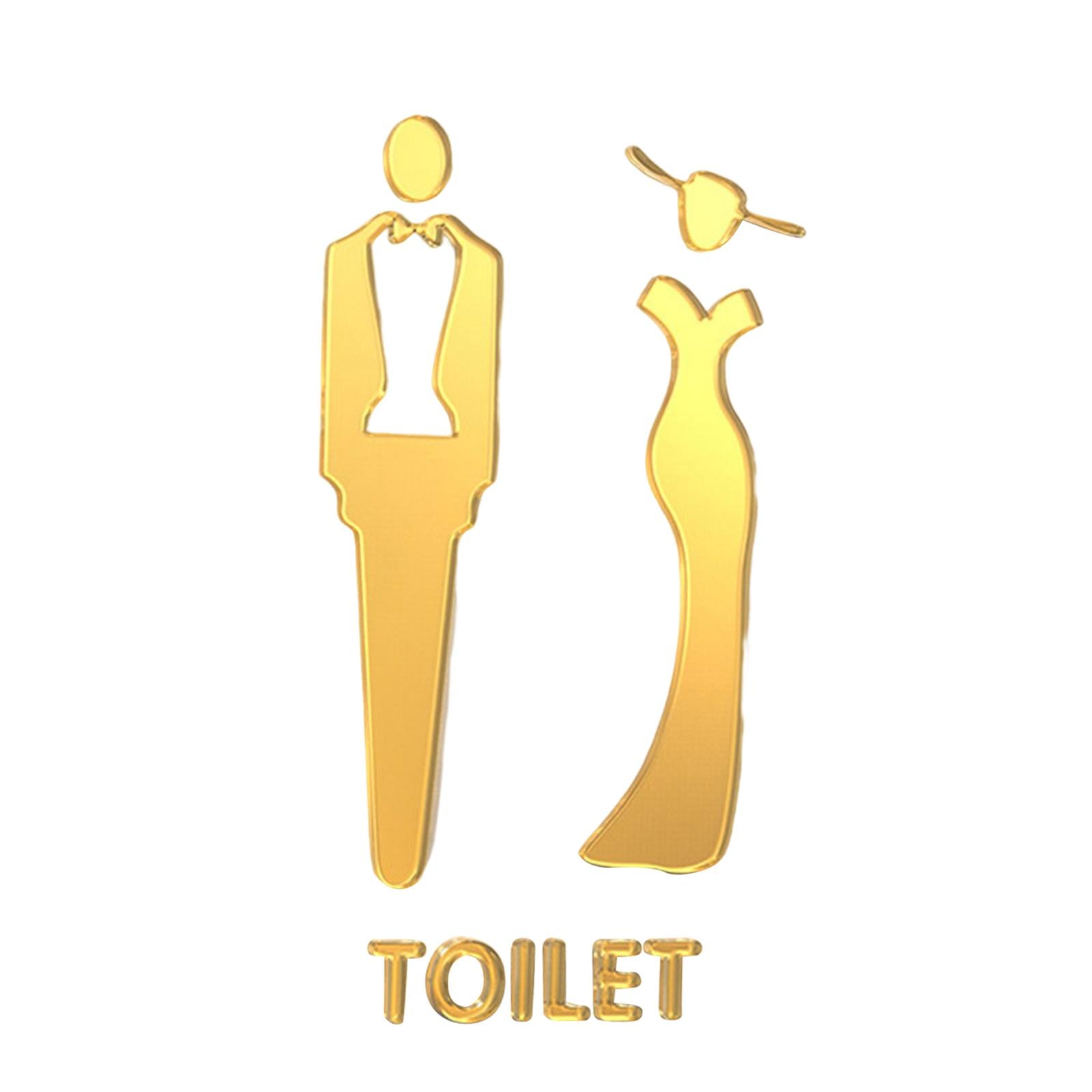 Male and Female Bathroom Door Signage Decor Unisex Acrylic for Business Golden