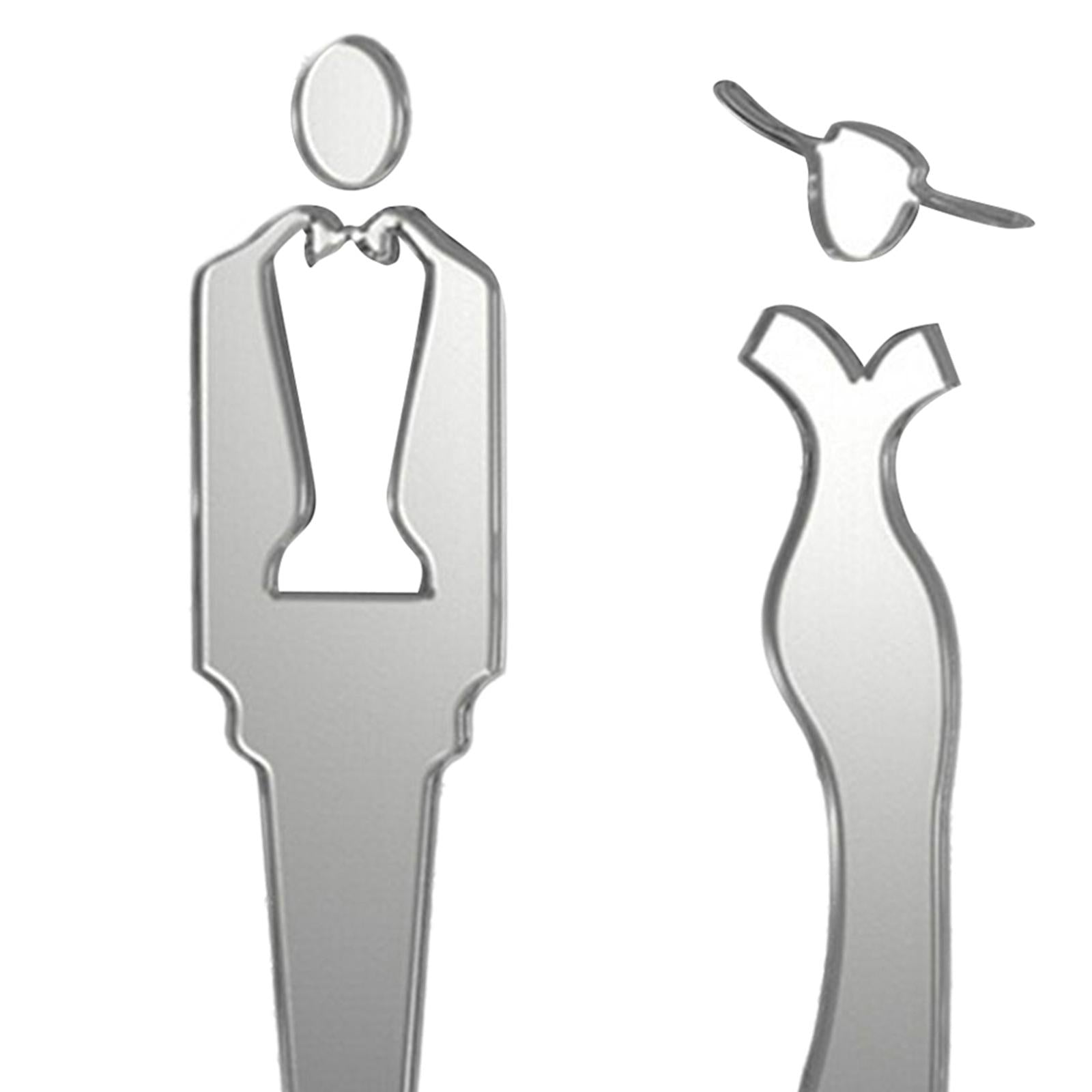 Male and Female Bathroom Door Signage Decor Unisex Acrylic for Business Silver