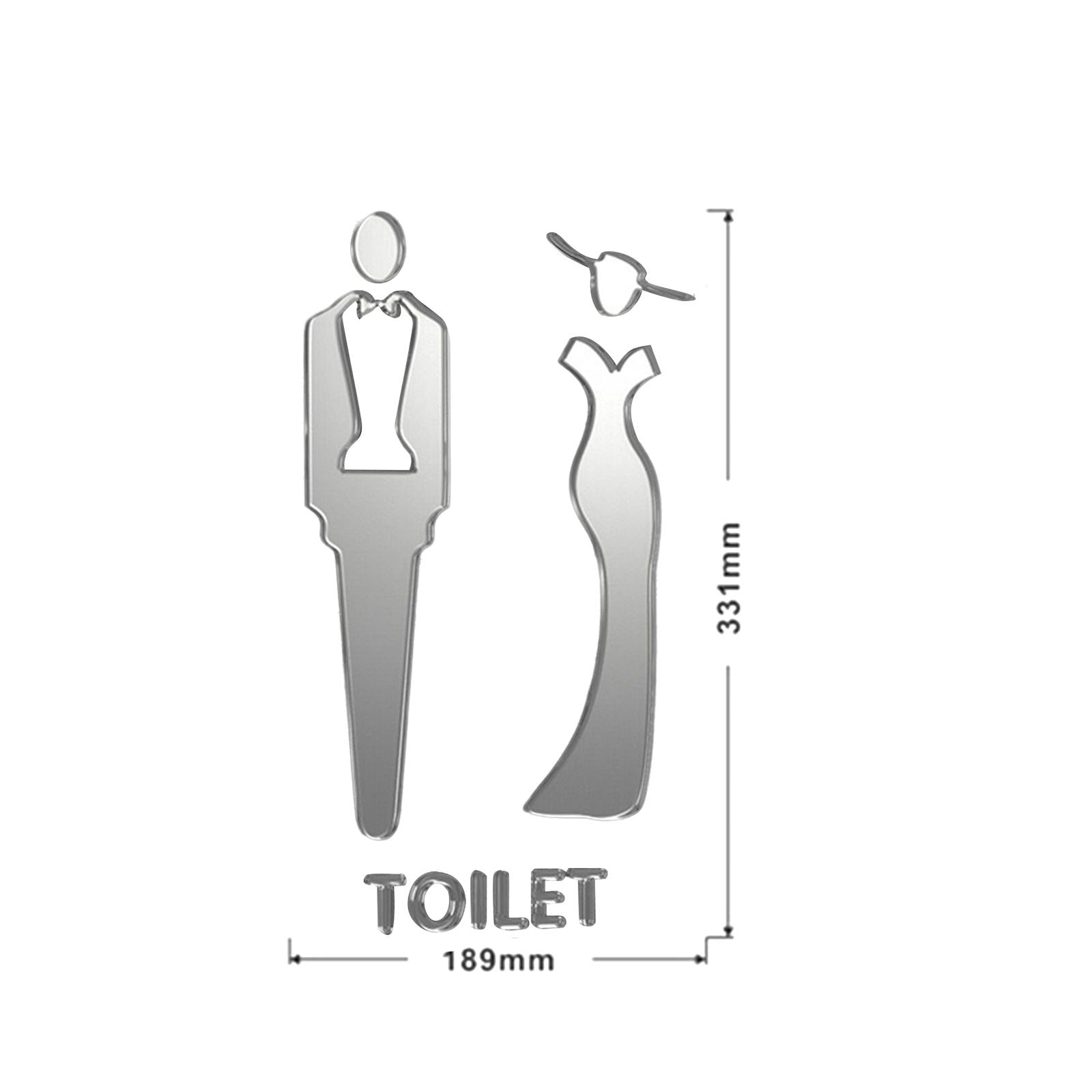 Male and Female Bathroom Door Signage Decor Unisex Acrylic for Business Silver