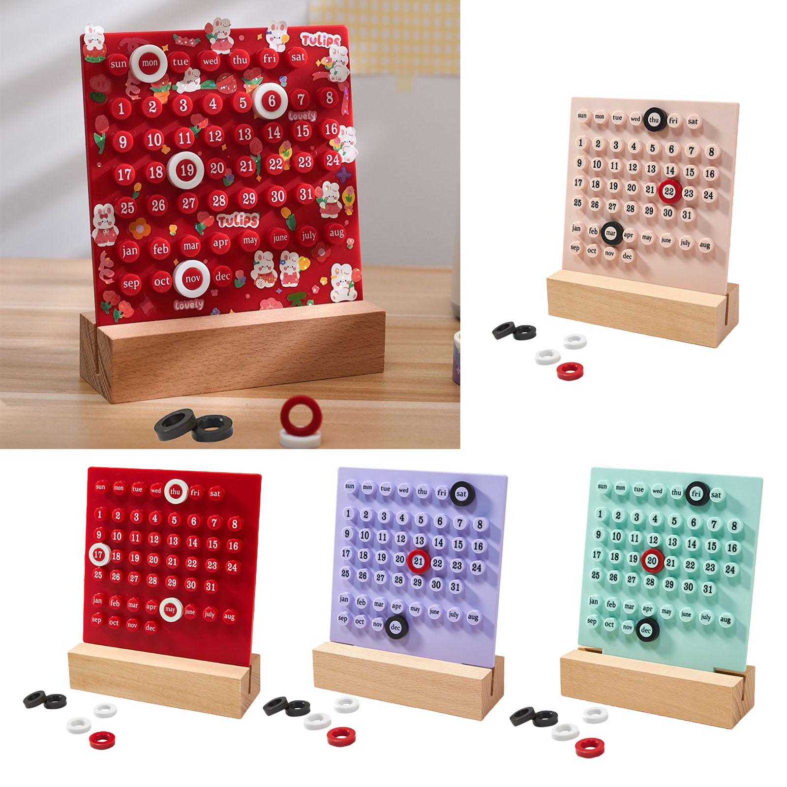 Desk Calendar Ornaments Educational Toy Desktop Date Planner Montessori Pink