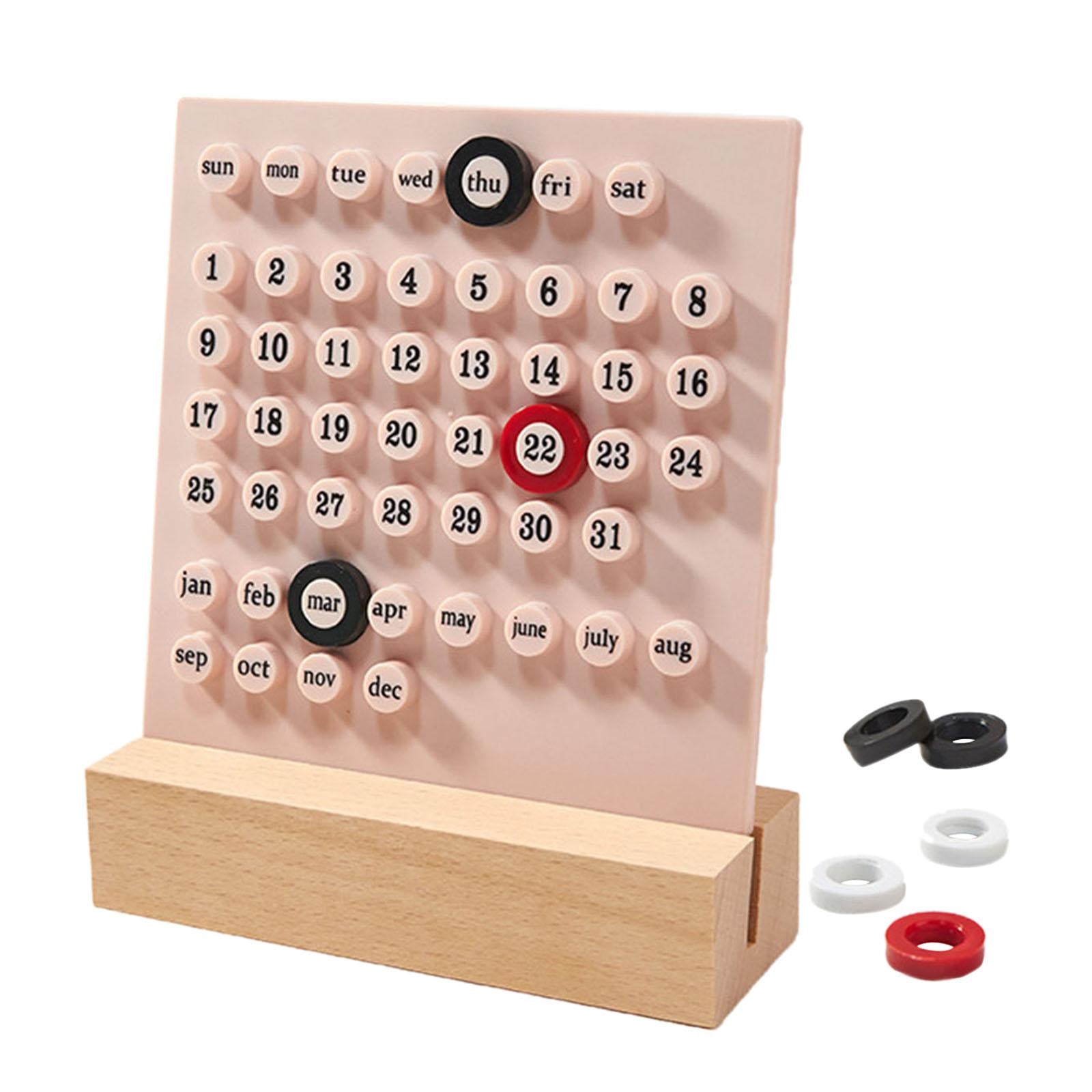 Desk Calendar Ornaments Educational Toy Desktop Date Planner Montessori Pink